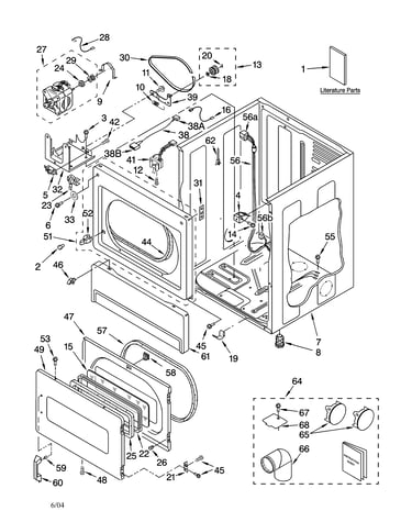 Lower cabinet and front panel parts