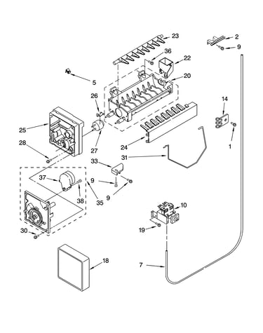 Icemaker parts, parts not illustrated