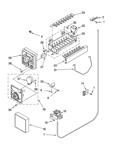 Icemaker parts, parts not illustrated