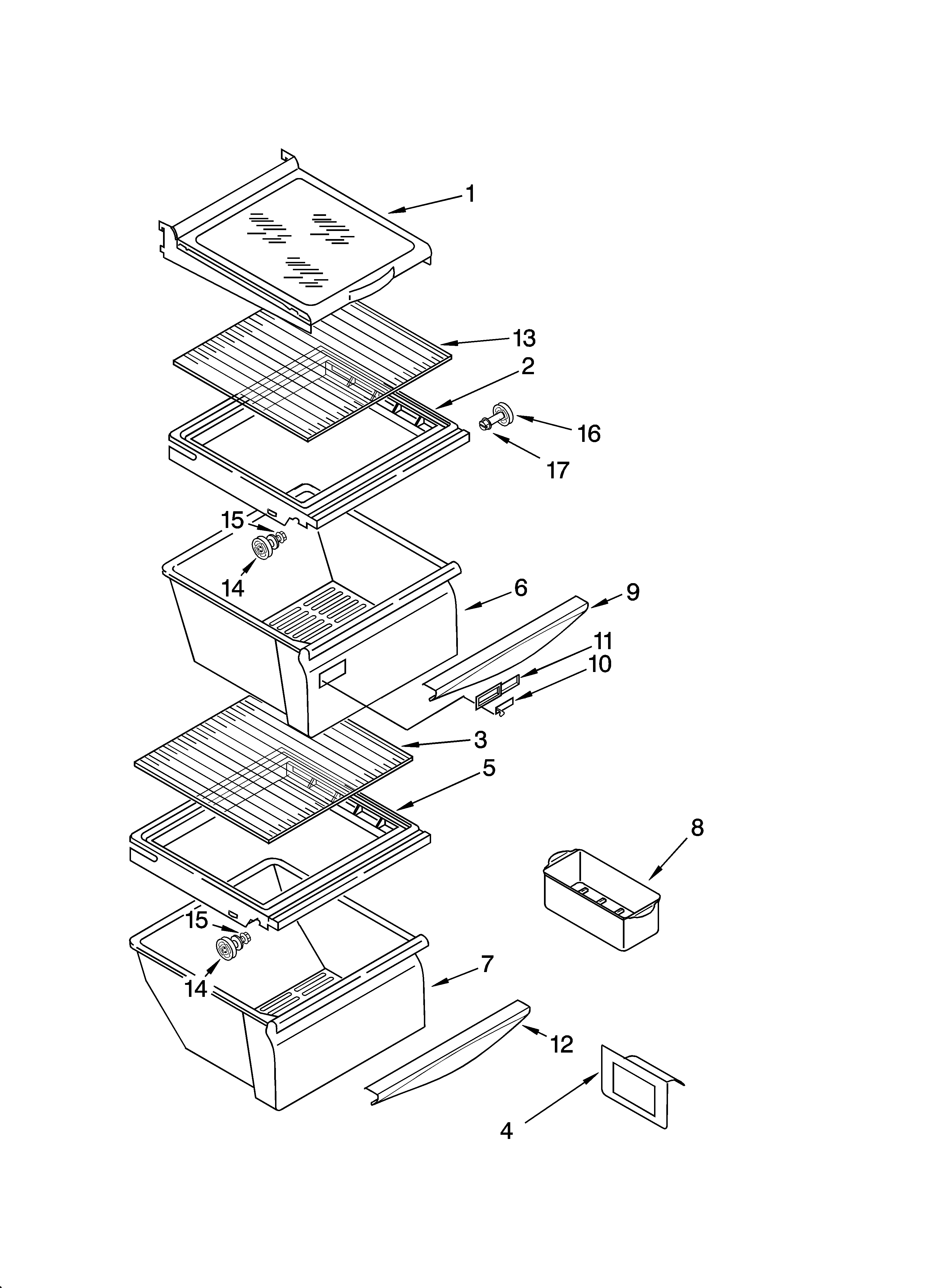 Refrigerator shelf parts