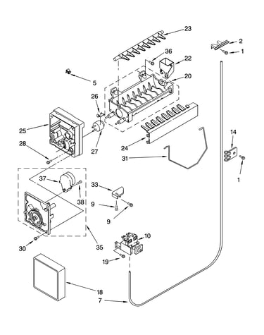 Icemaker parts, parts not illustrated