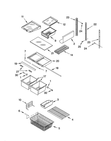 Shelf parts, literature and optional parts