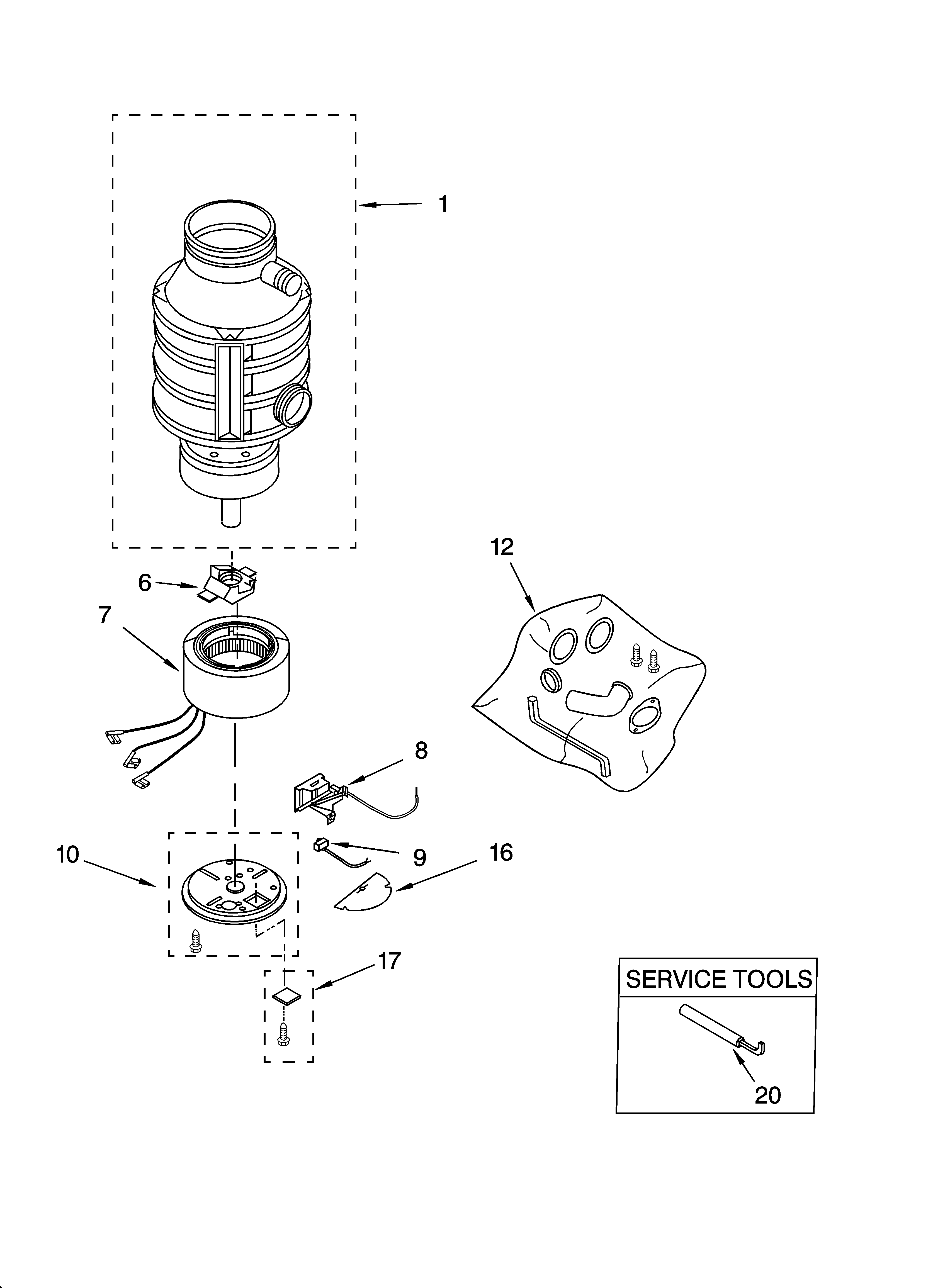 LOWER HOUSING AND MOTOR PARTS