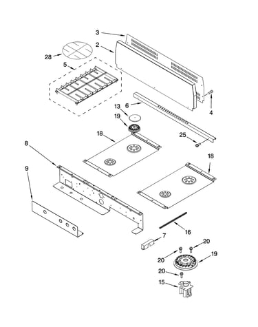 Cooktop, burner and grate parts