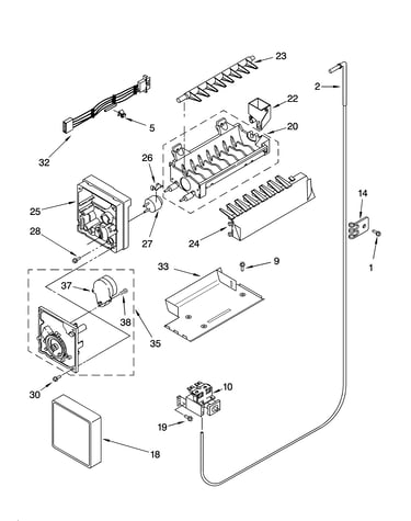 Icemaker parts, parts not illustrated