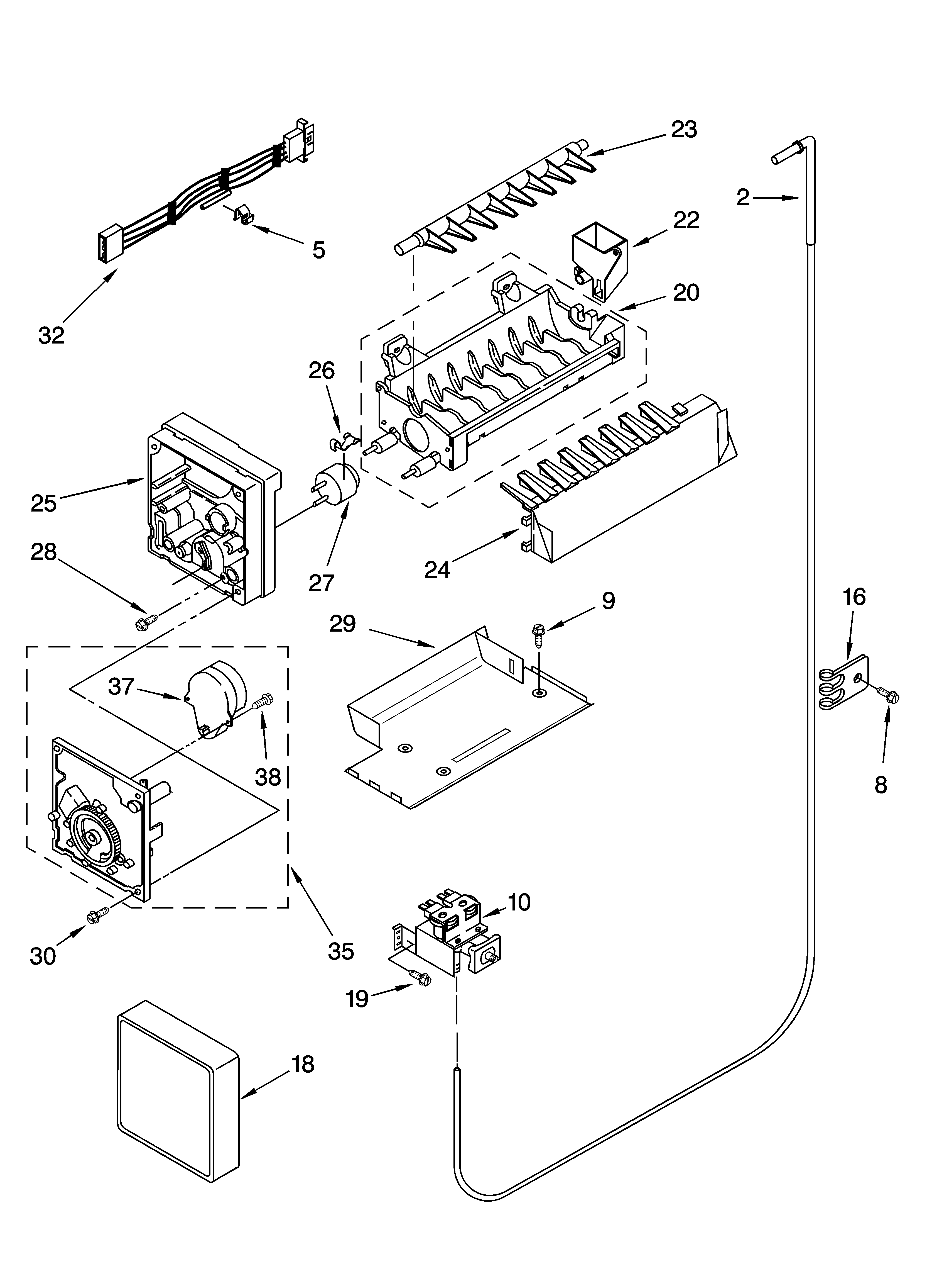 Icemaker parts, parts not illustrated