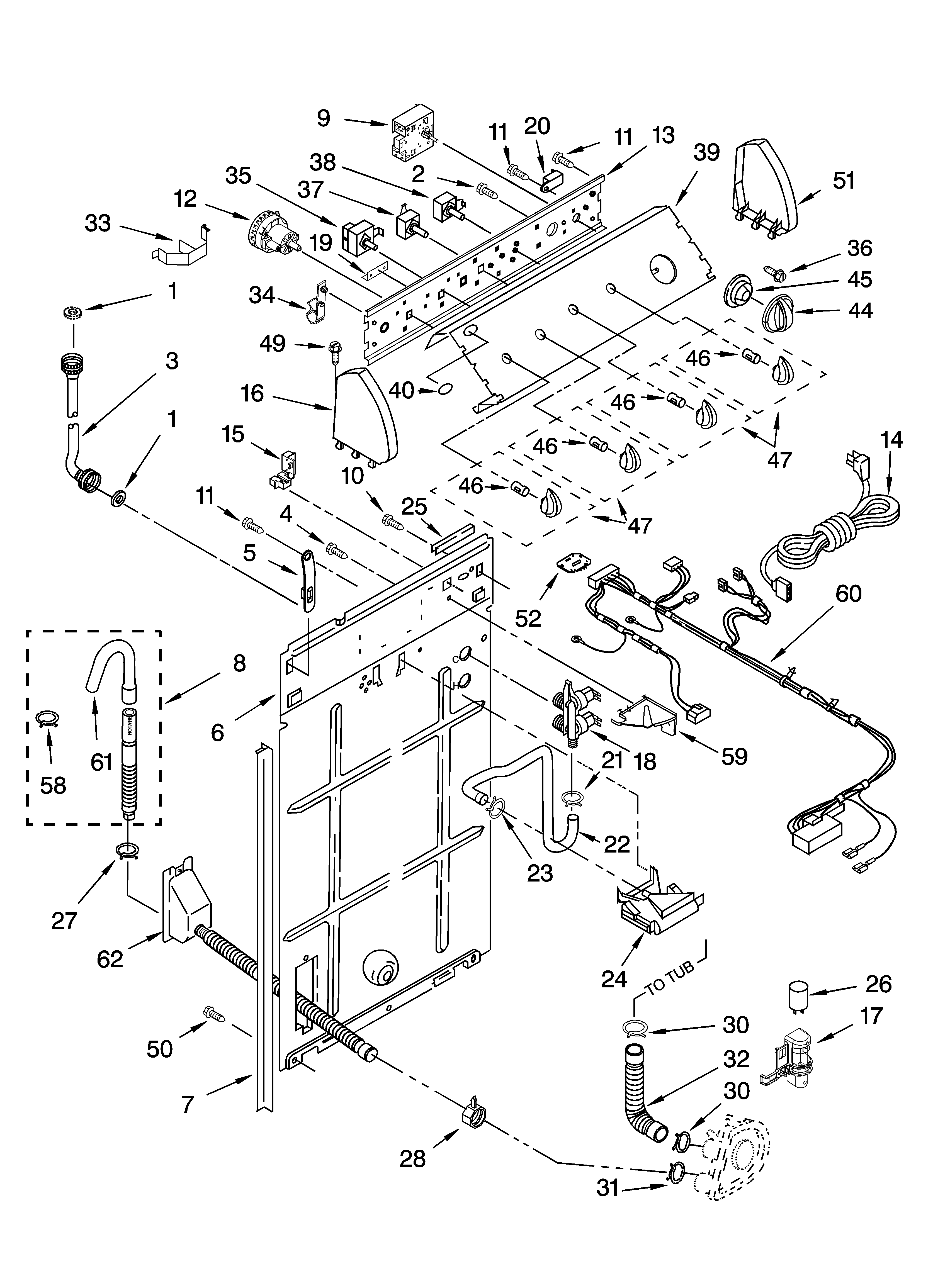 Controls and rear panel parts