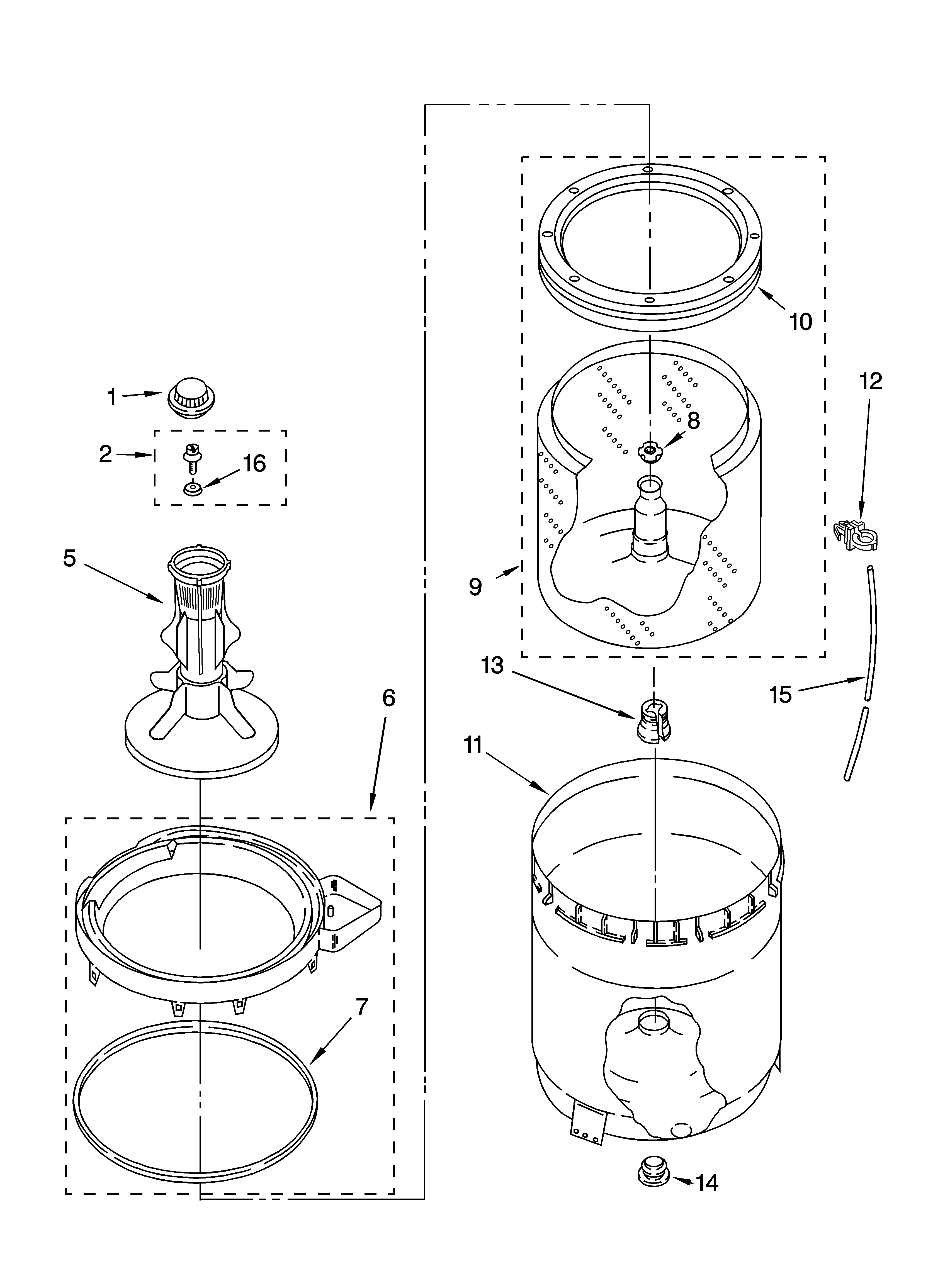 Agitator, basket and tub parts