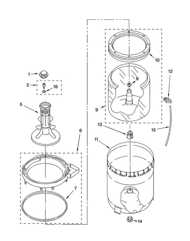 Agitator, basket and tub parts