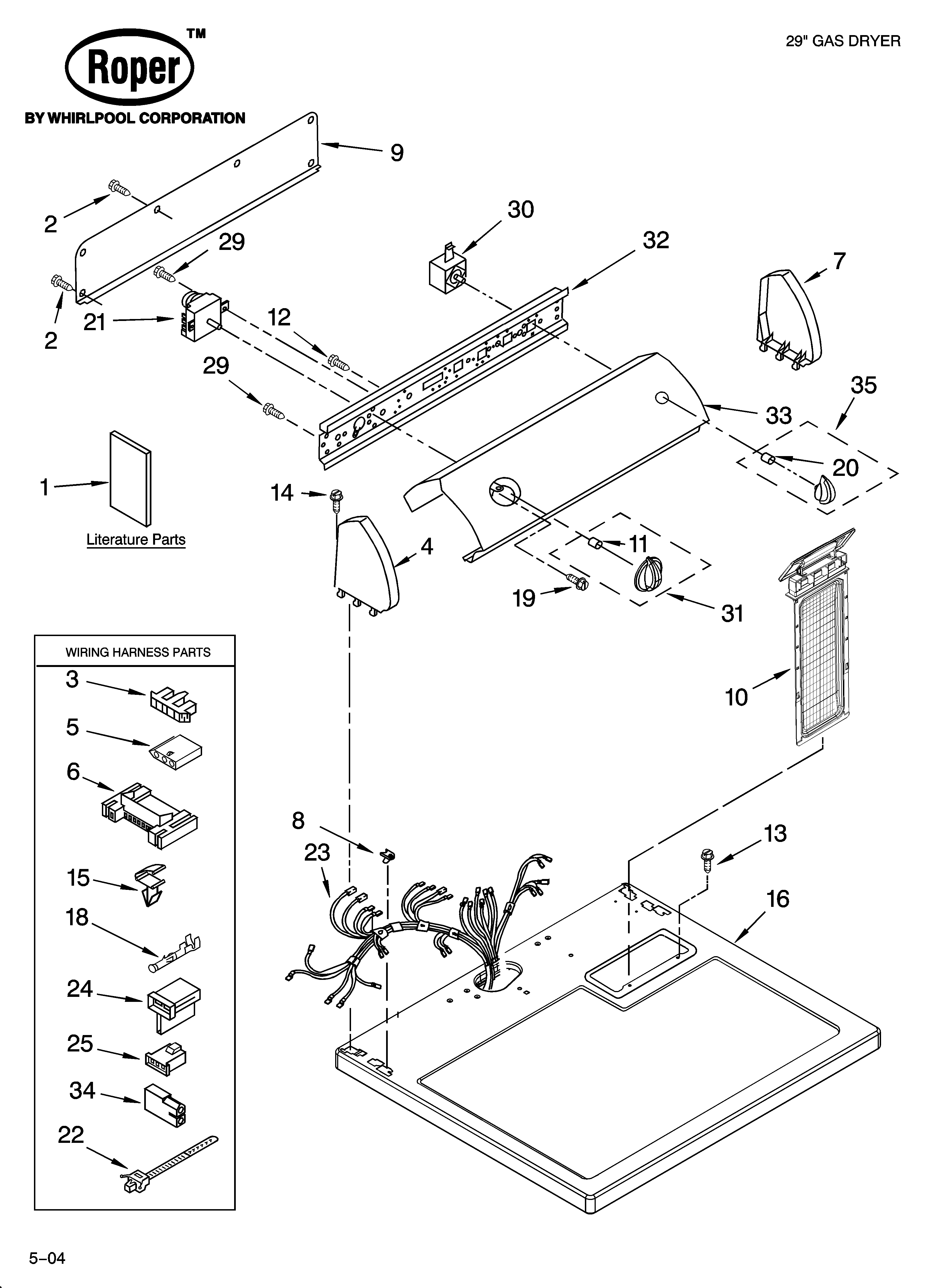 TOP AND CONSOLE PARTS AND OPTIONAL PARTS (NOT INCLUDED