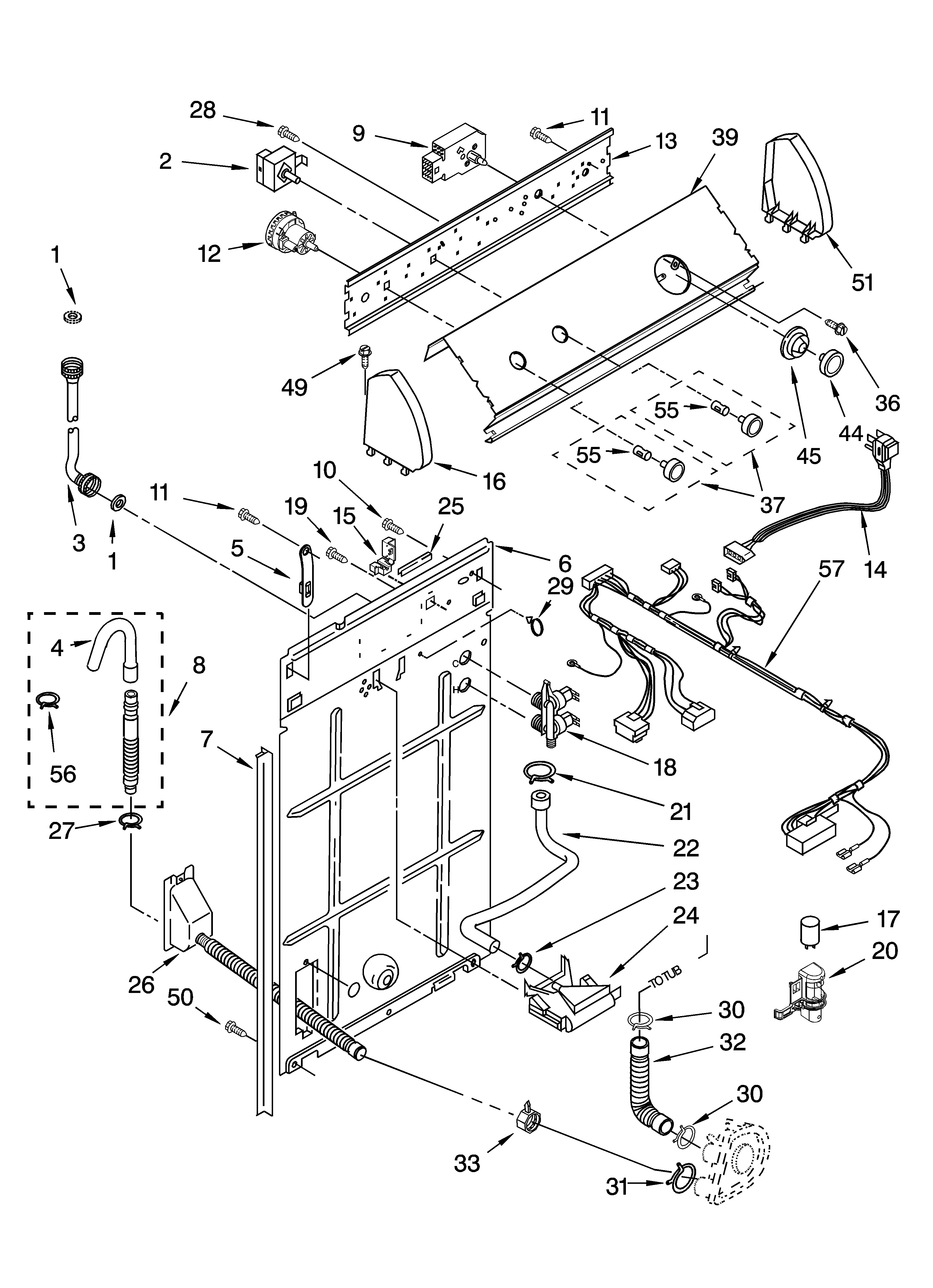 Control and rear panel parts
