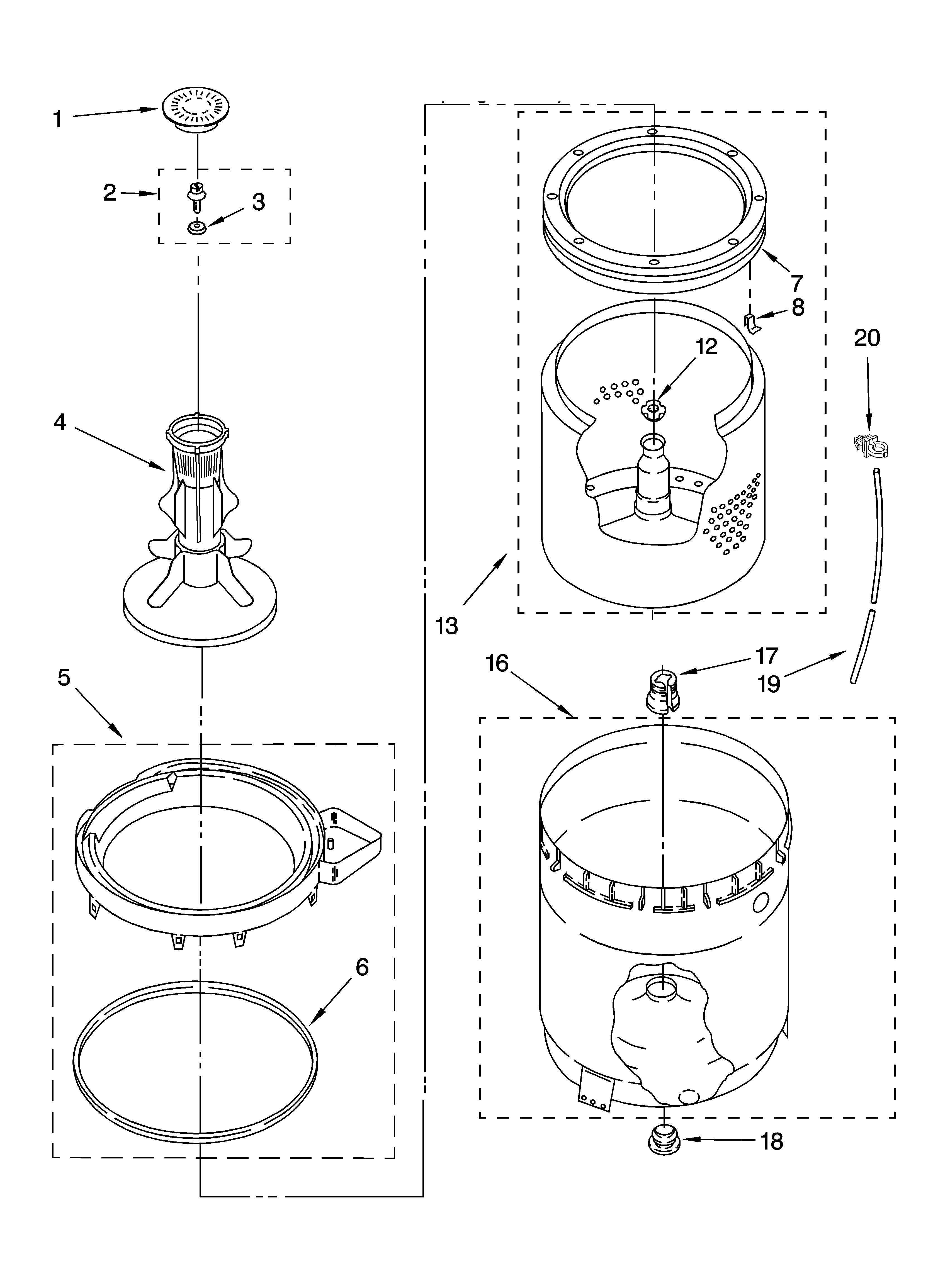 Agitator, basket and tub parts