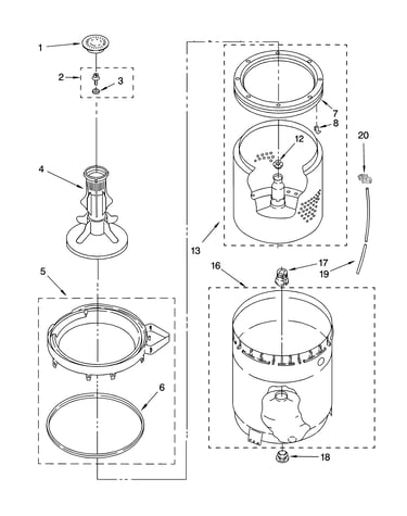 Agitator, basket and tub parts