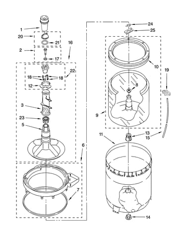 Agitator, basket and tub parts