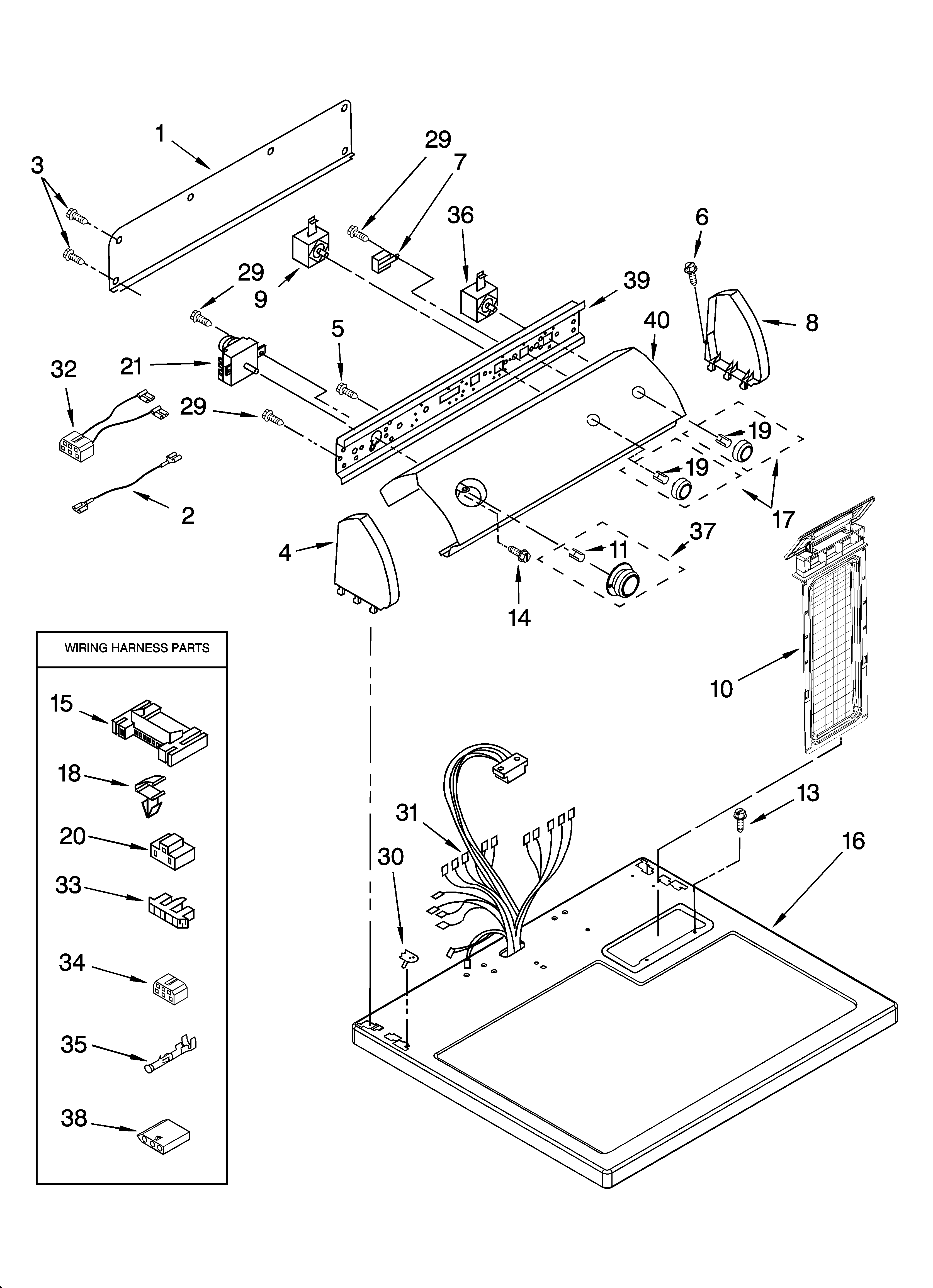 TOP AND CONSOLE PARTS OPTIONAL PARTS (NOT INCLUDED)