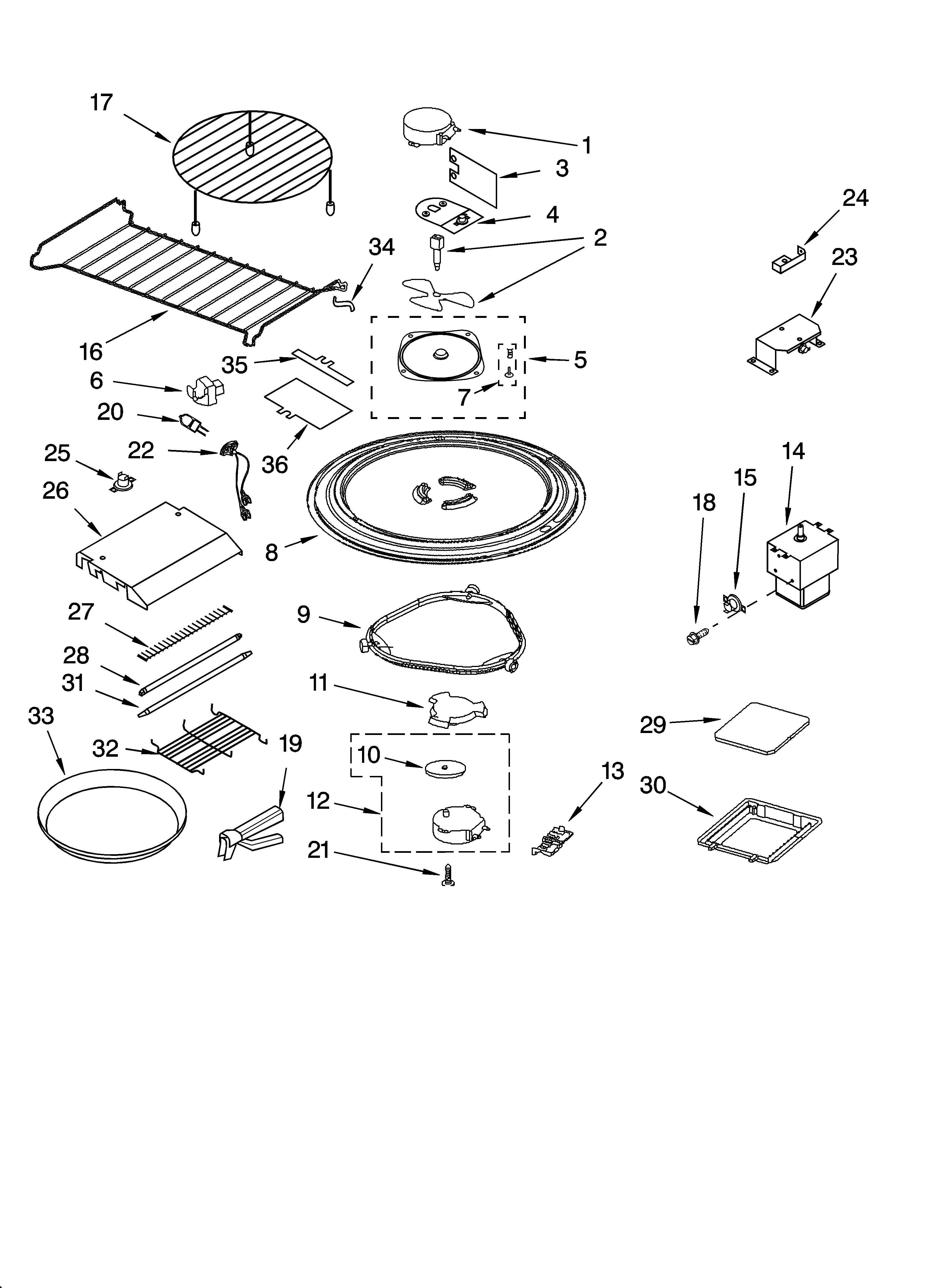 Magnetron and turntable parts