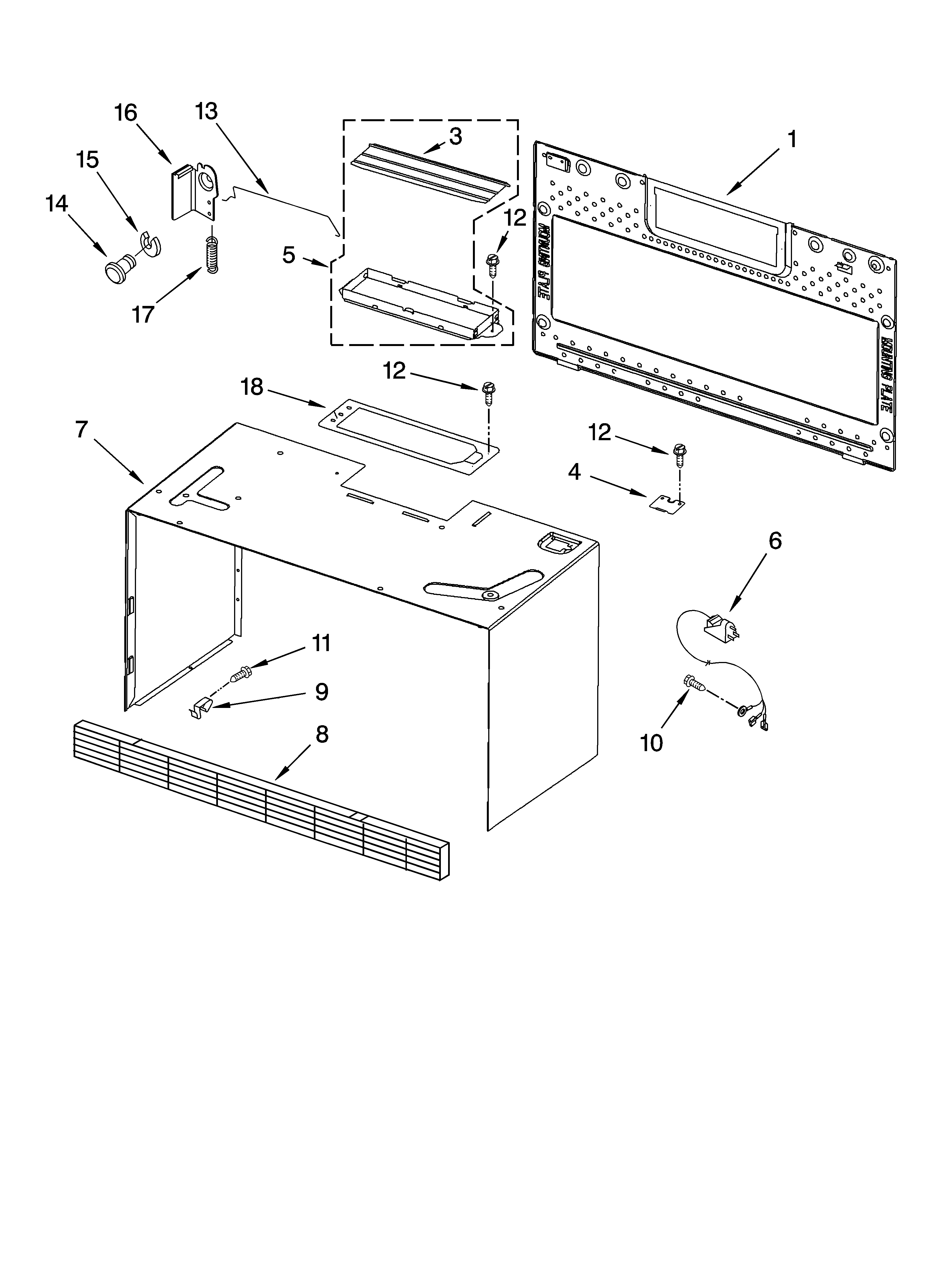 Cabinet and installation parts