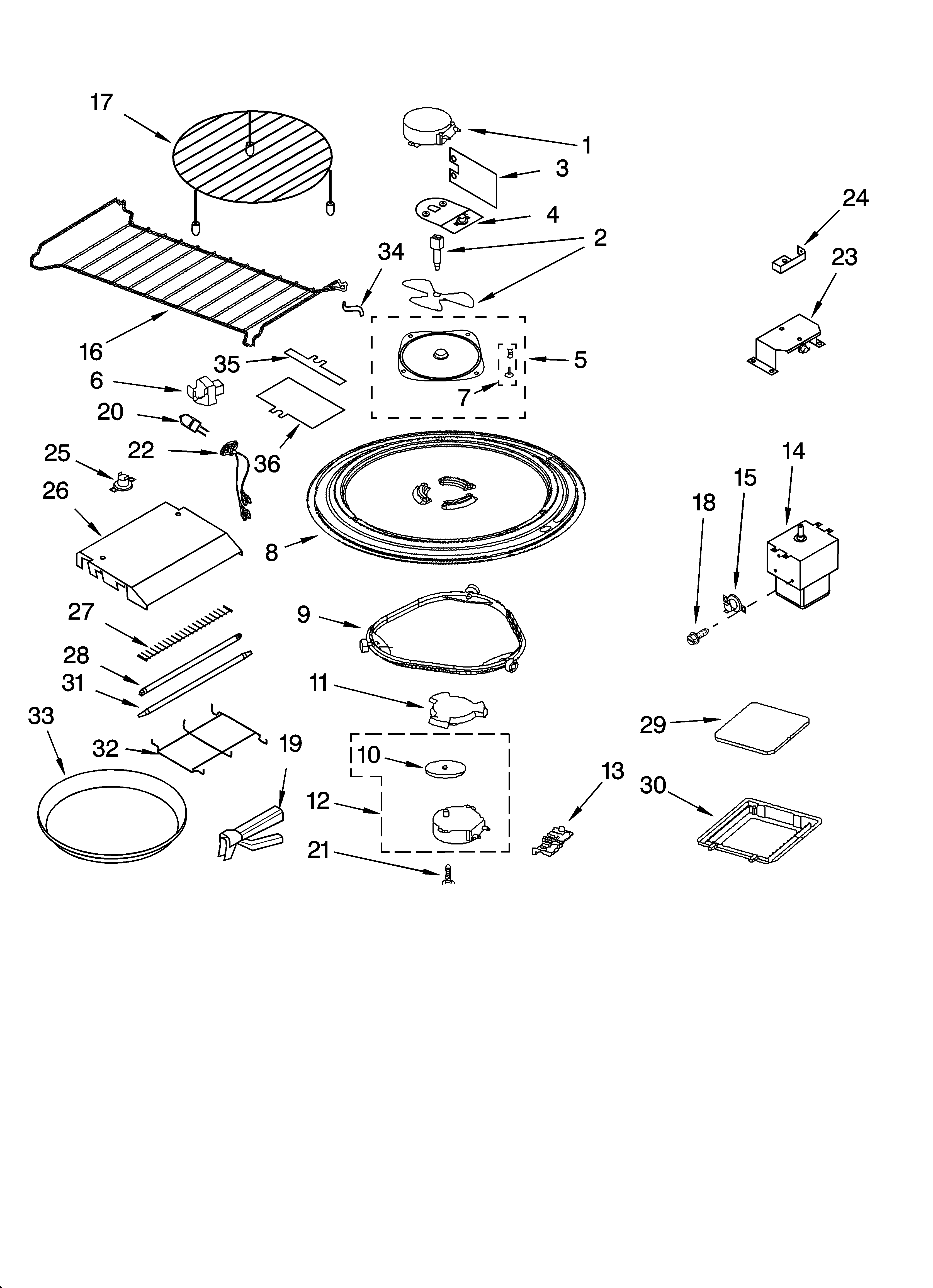 Magnetron and turntable parts