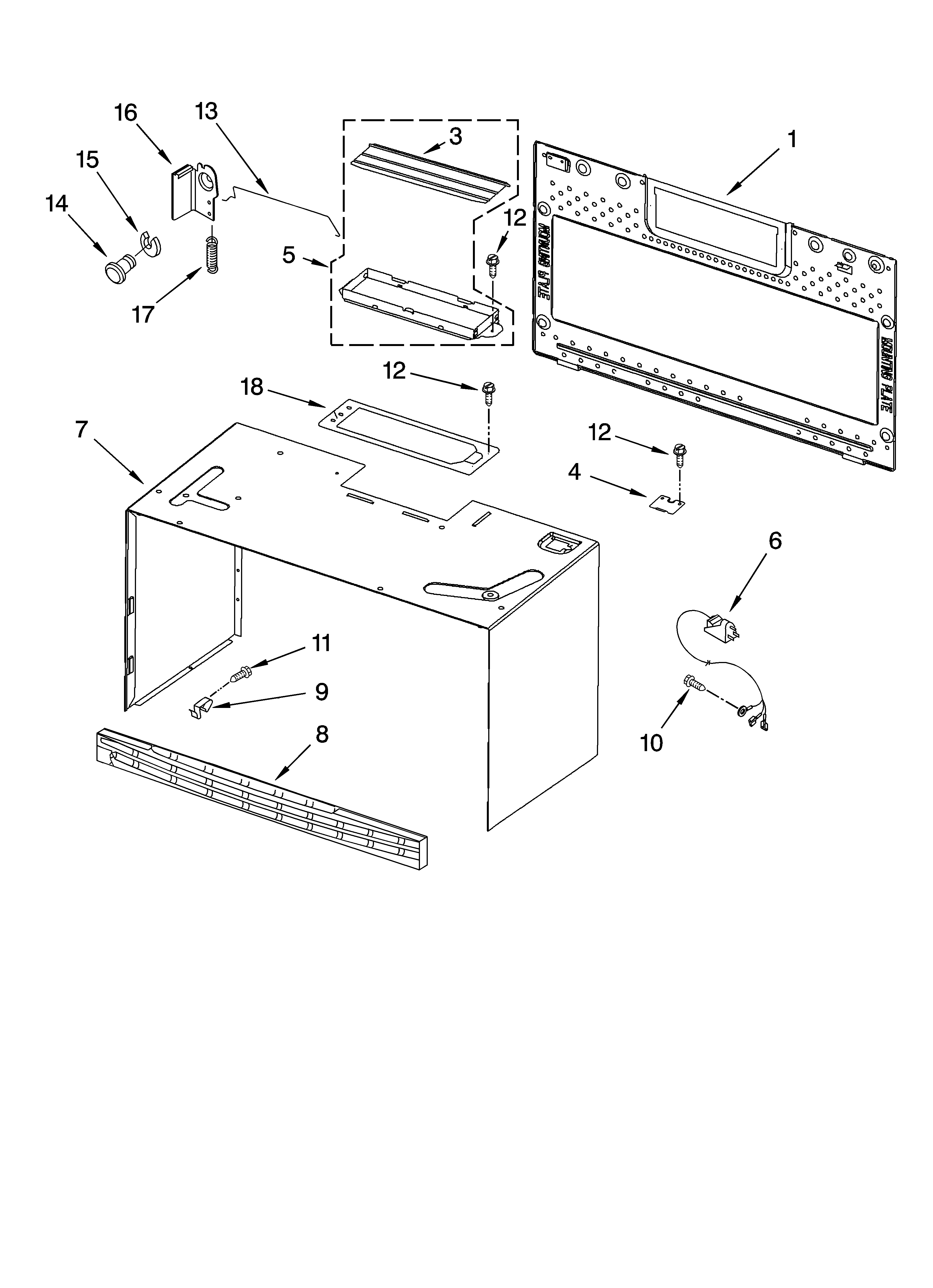 Cabinet and installation parts