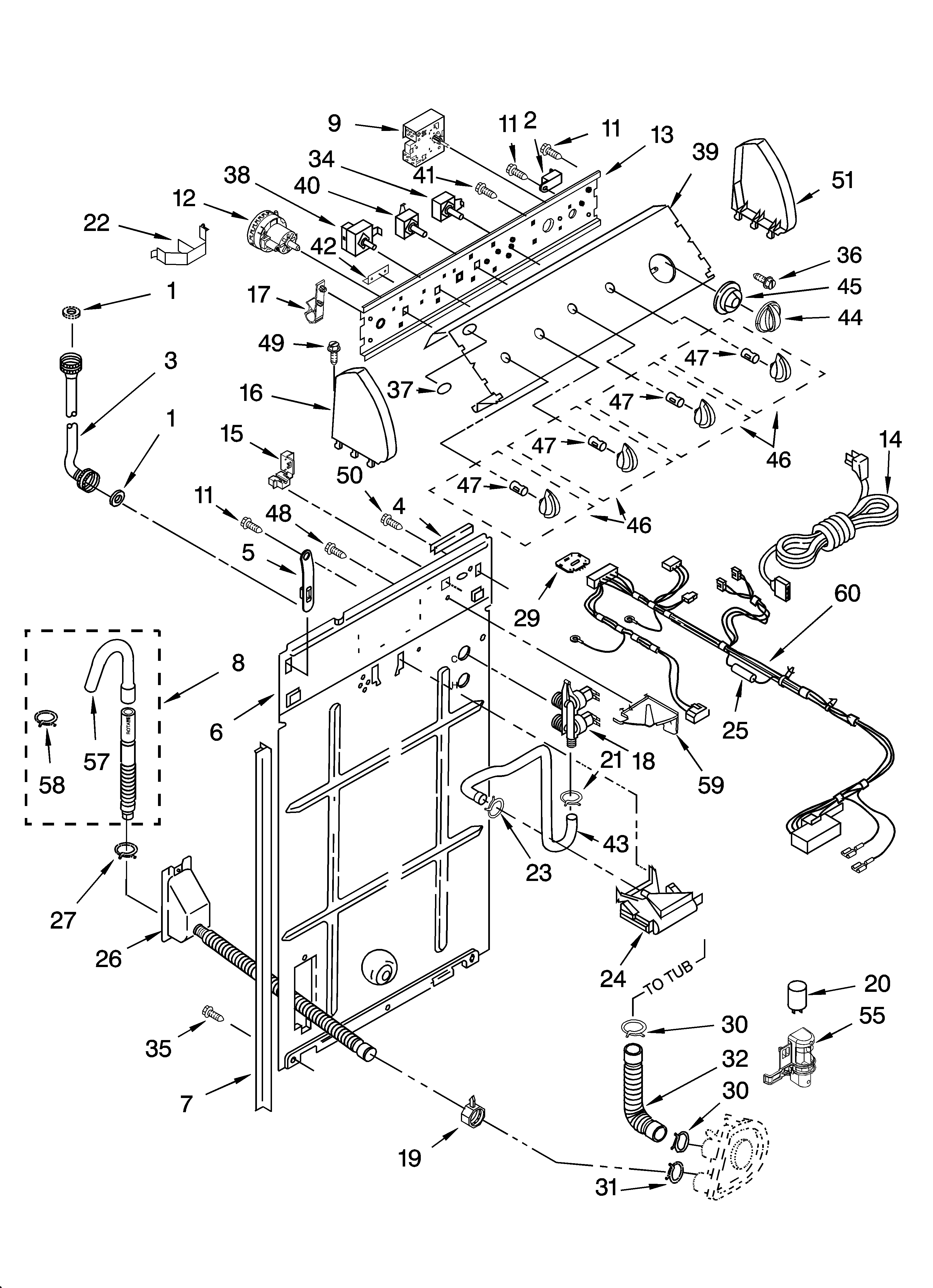 Controls and rear panel parts
