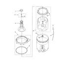 Whirlpool LBR5432PQ0 agitator, basket and tub parts diagram