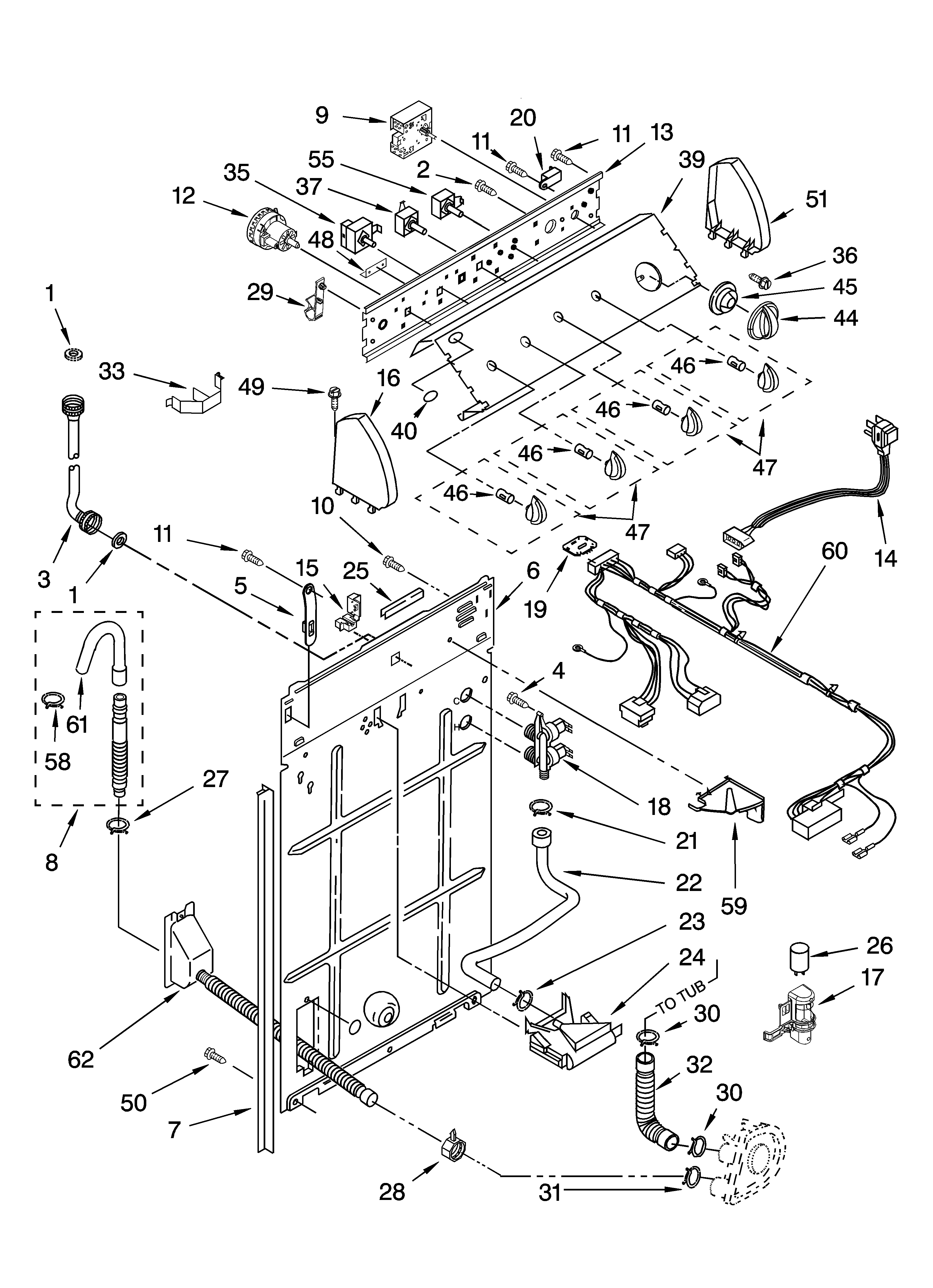 Controls and rear panel parts