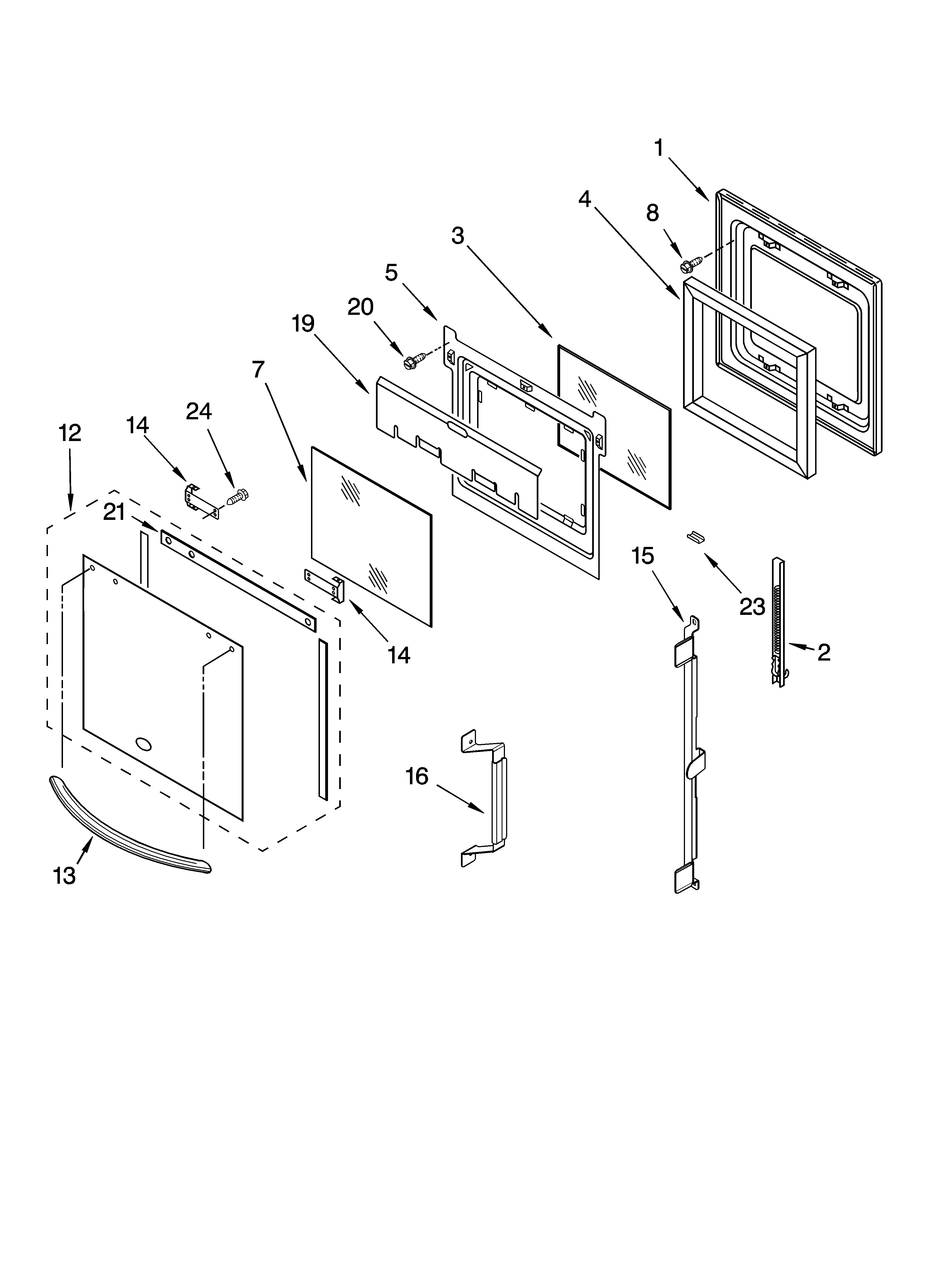 Oven door parts