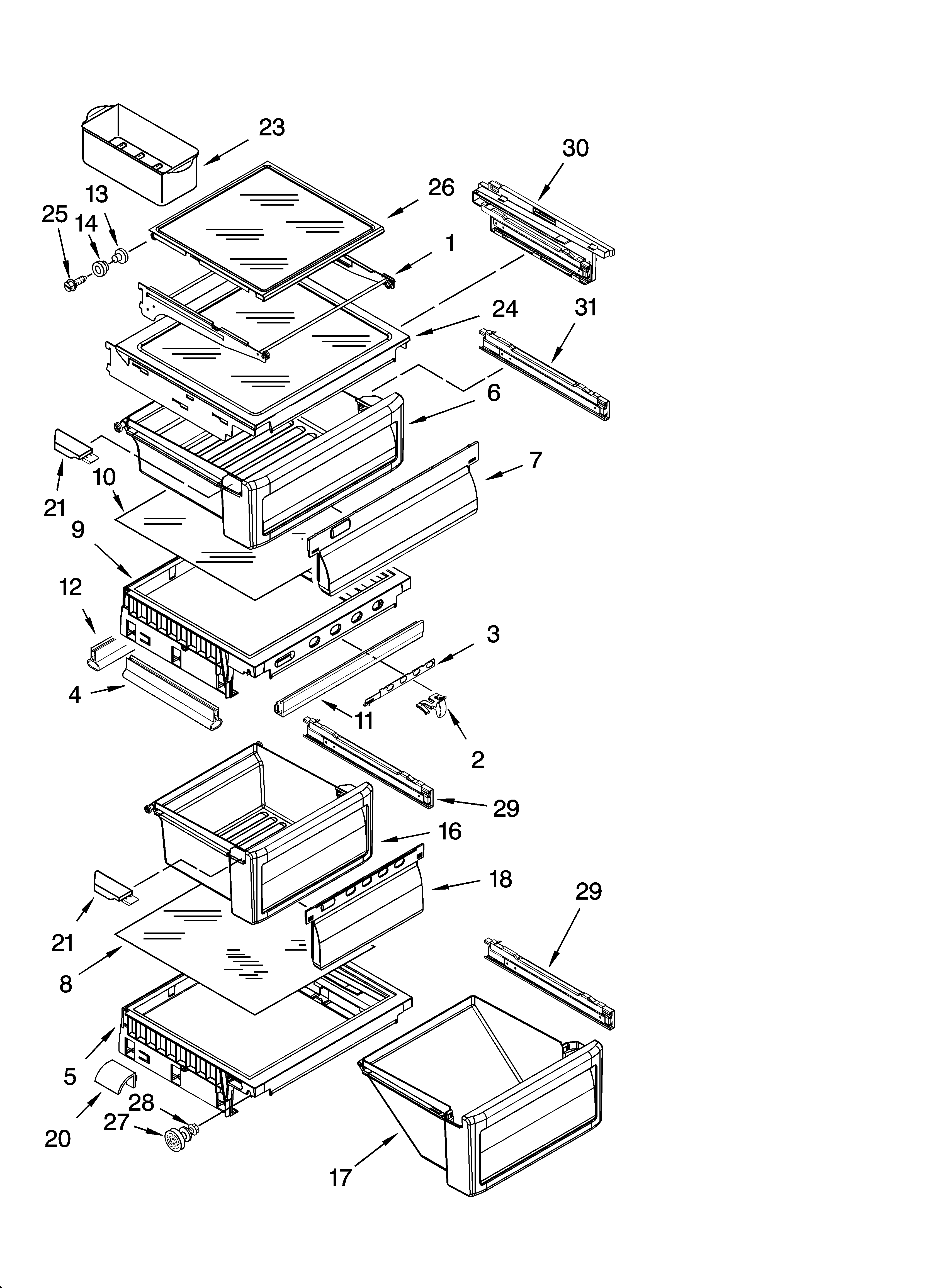 Refrigerator shelf parts
