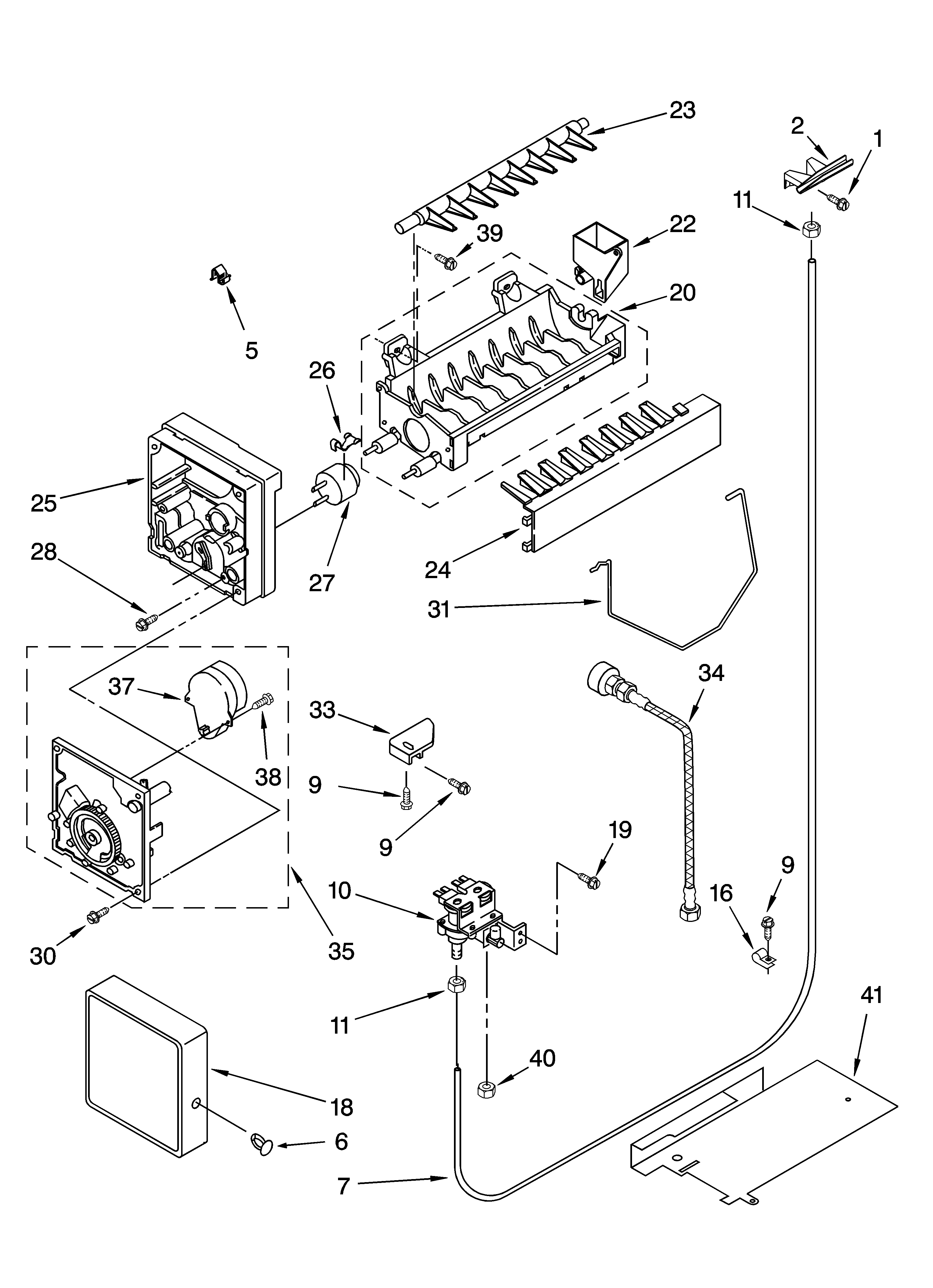 Icemaker parts, parts not illustrated