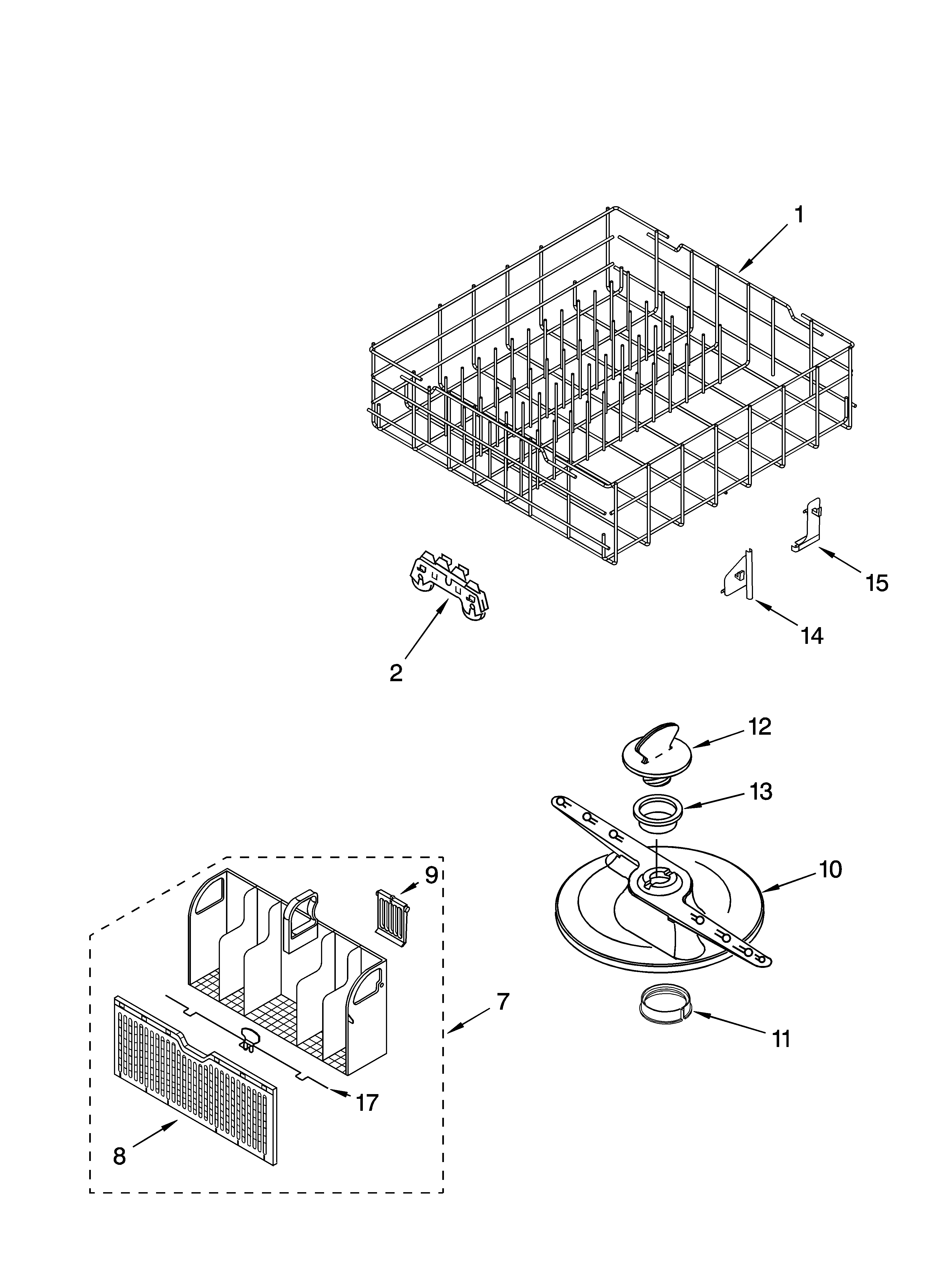 LOWER DISHRACK PARTS, OPTIONAL PARTS (NOT INCLUDED)