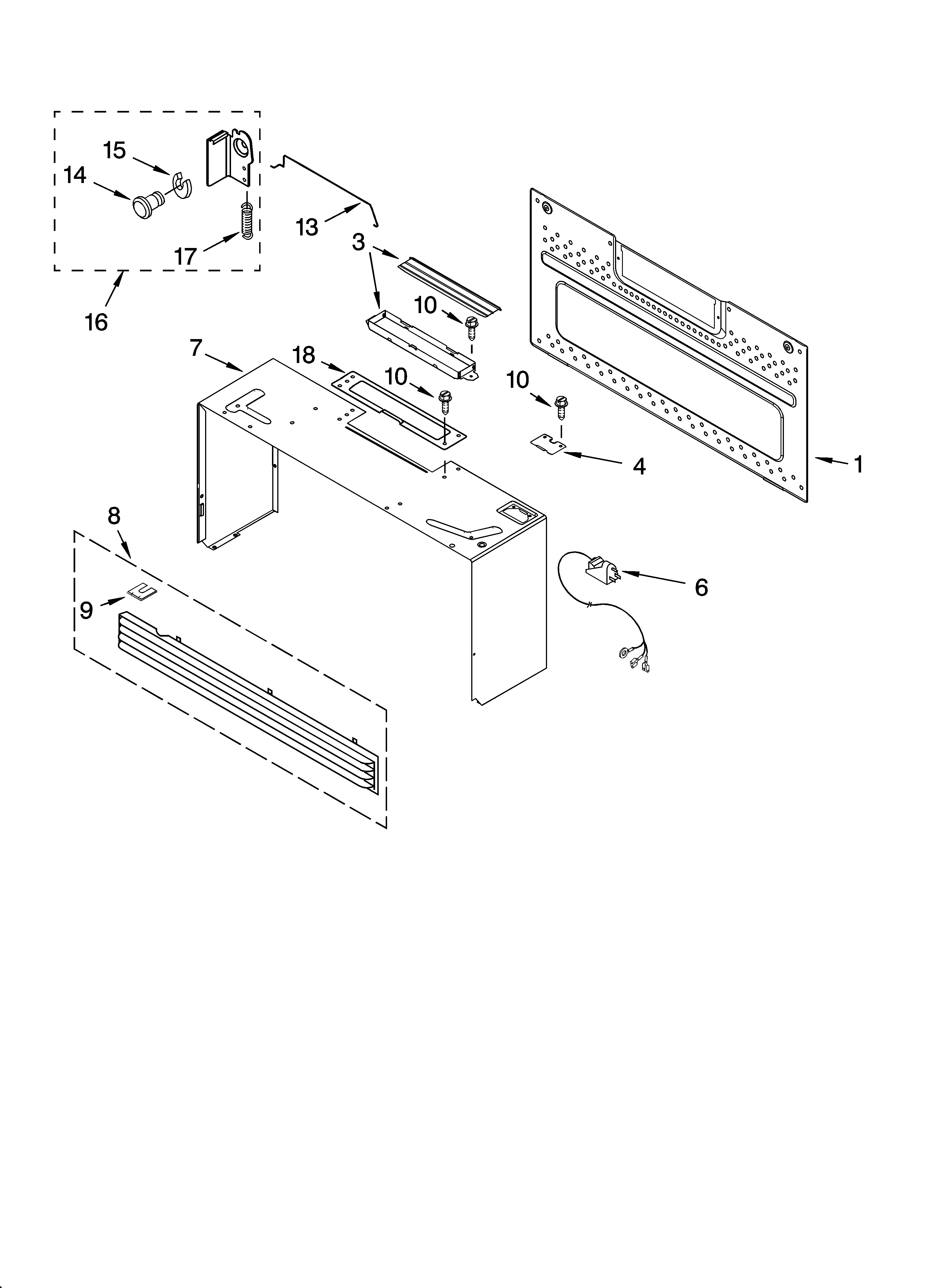 Cabinet and installation parts