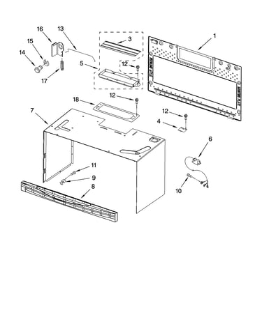 Cabinet and installation parts