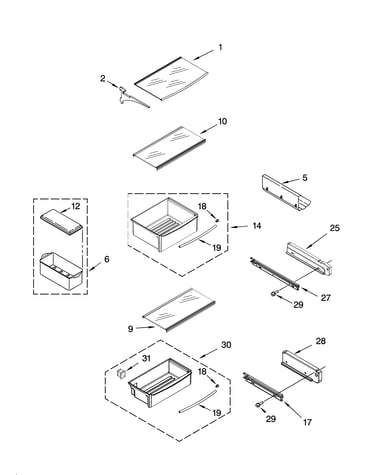 Refrigerator shelf parts