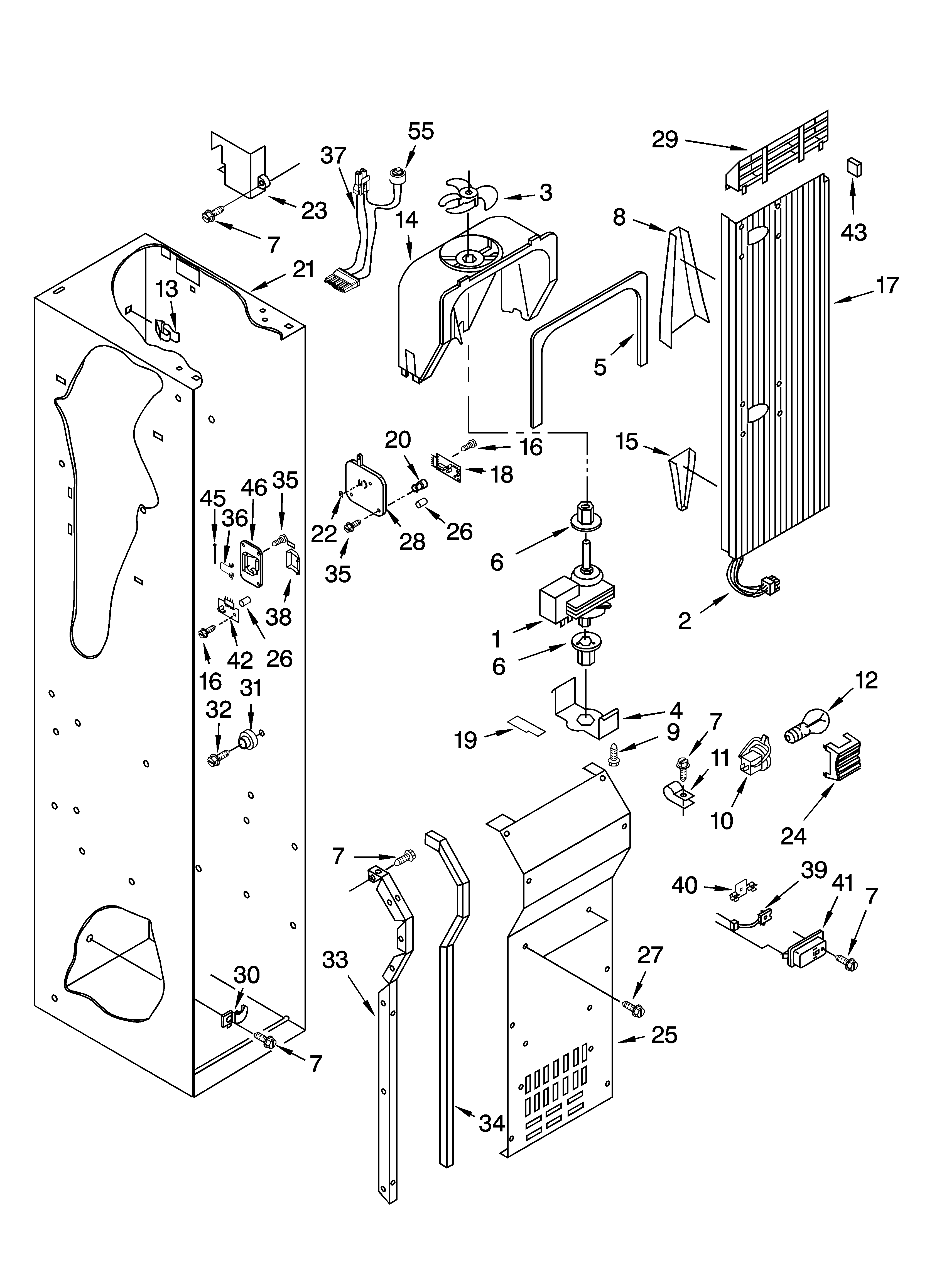 Freezer liner and air flow parts