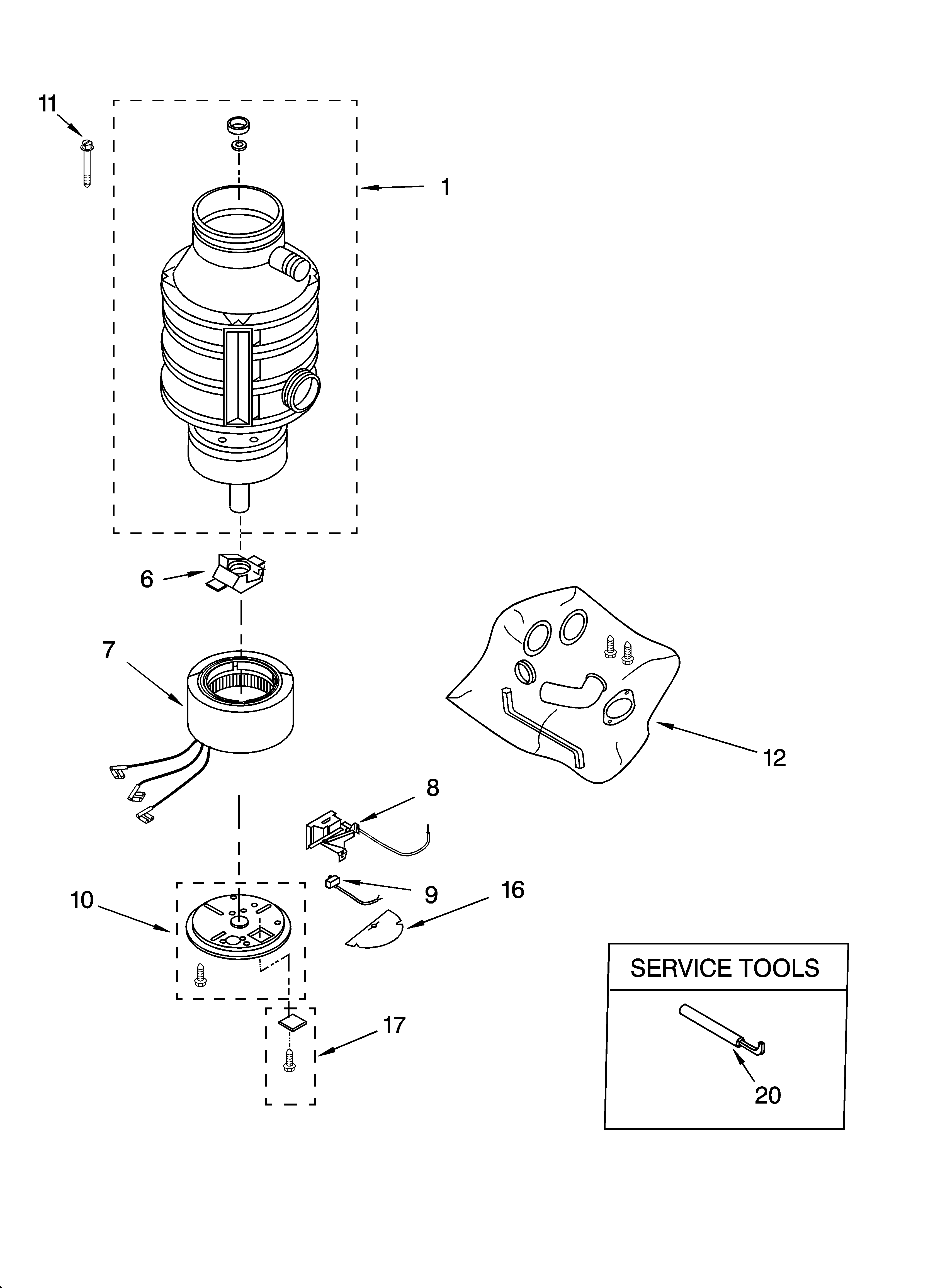 LOWER HOUSING AND MOTOR PARTS