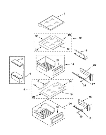 Refrigerator shelf parts