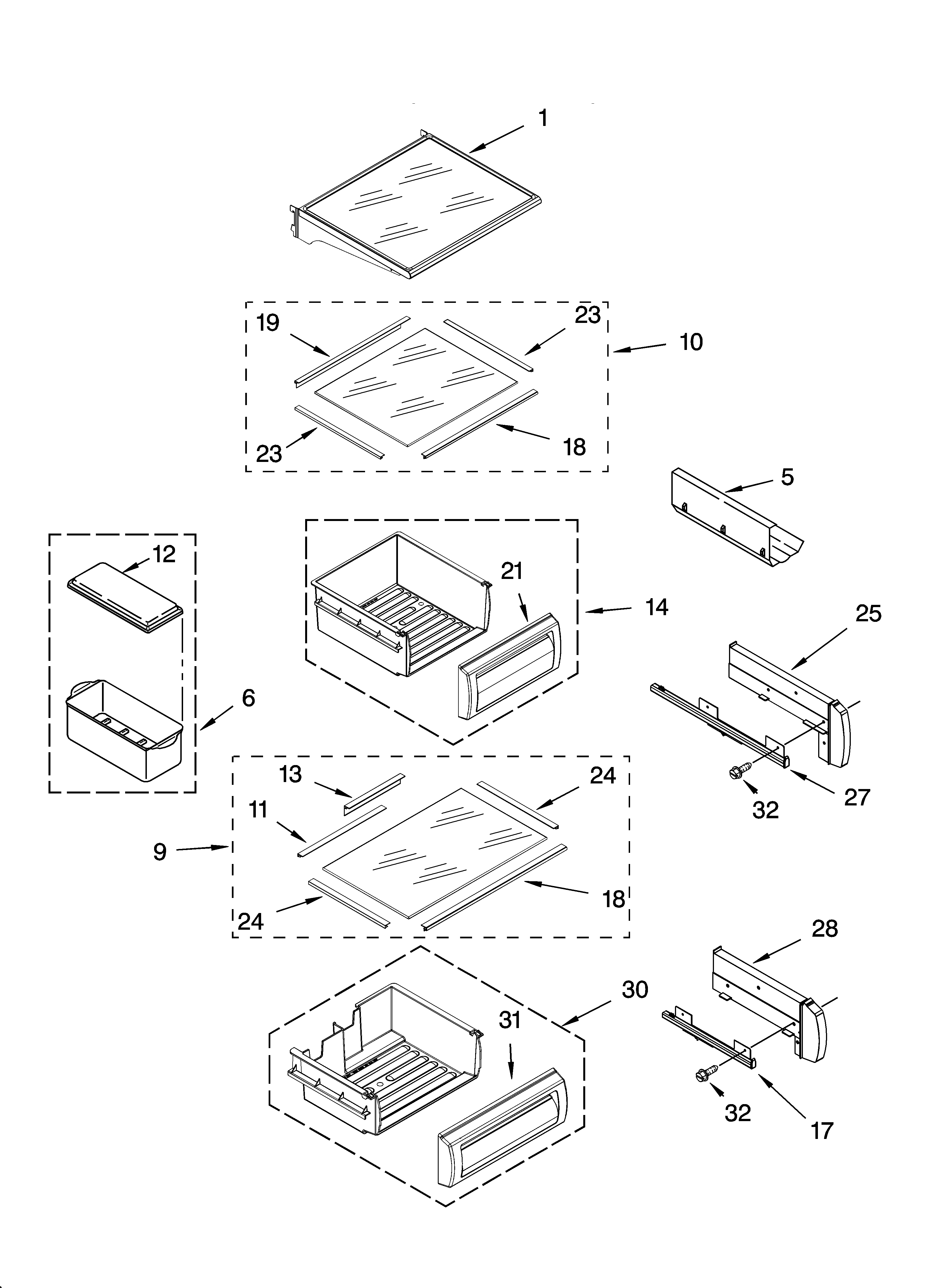 Refrigerator shelf parts