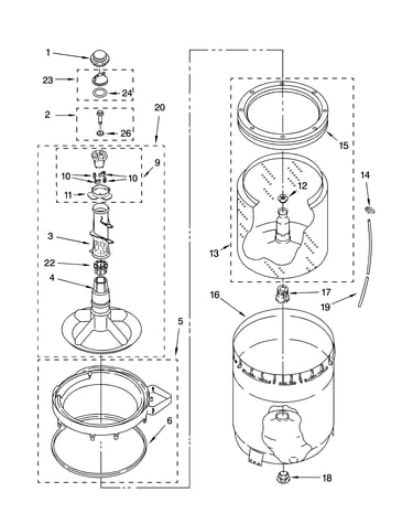 Agitator, basket and tub parts