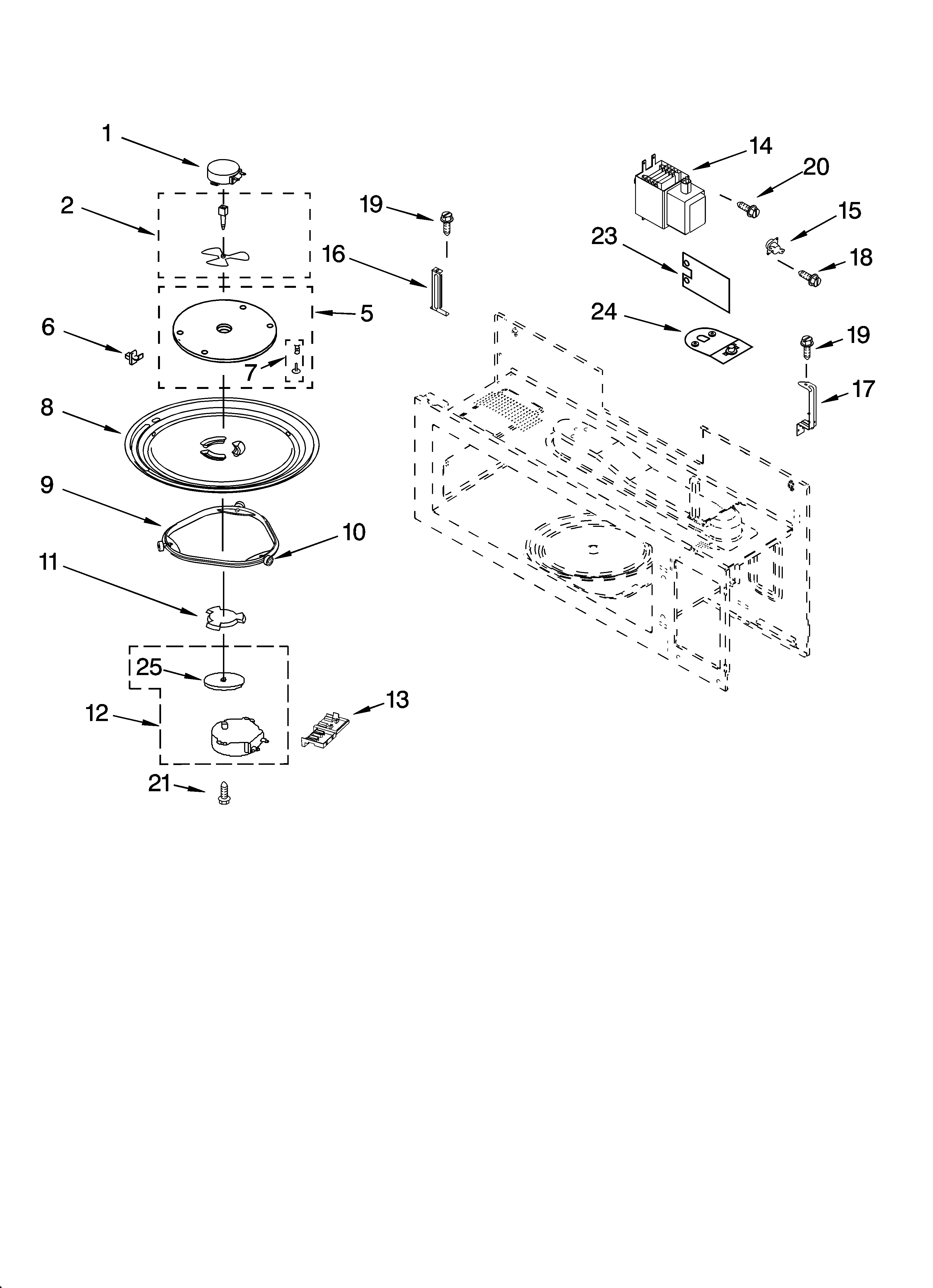 Magnetron and turntable parts