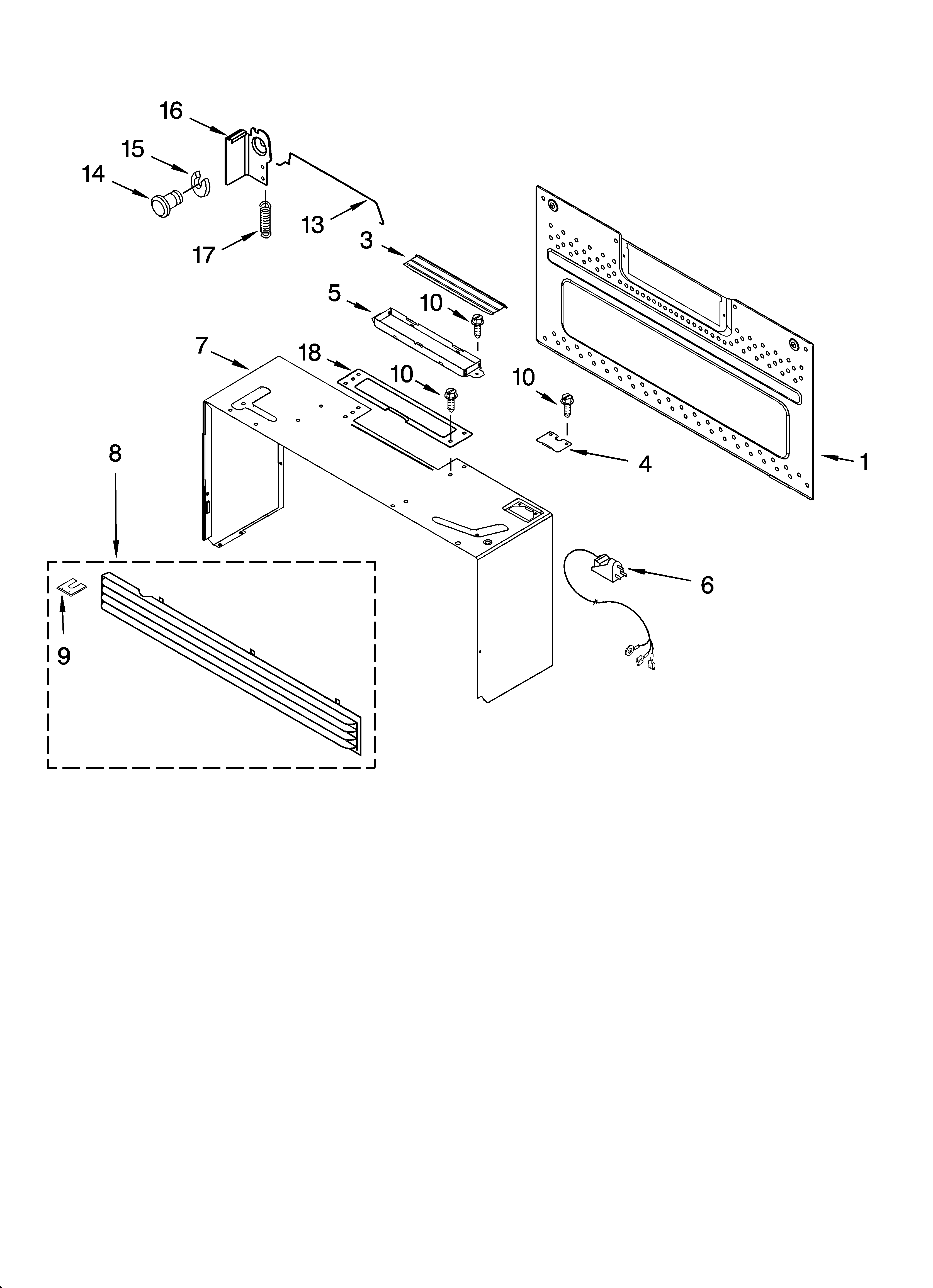 Cabinet and installation parts
