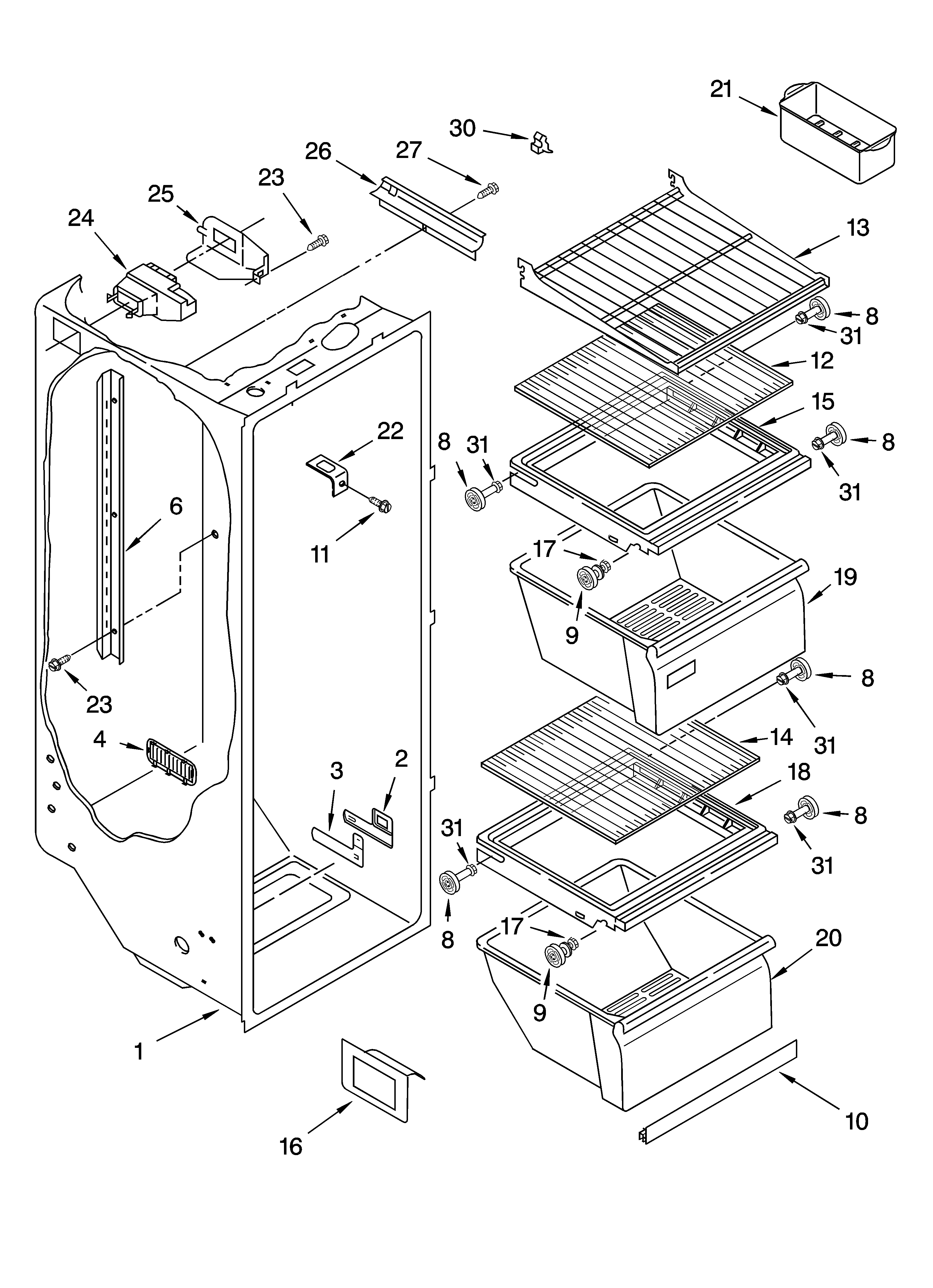 Refrigerator liner parts
