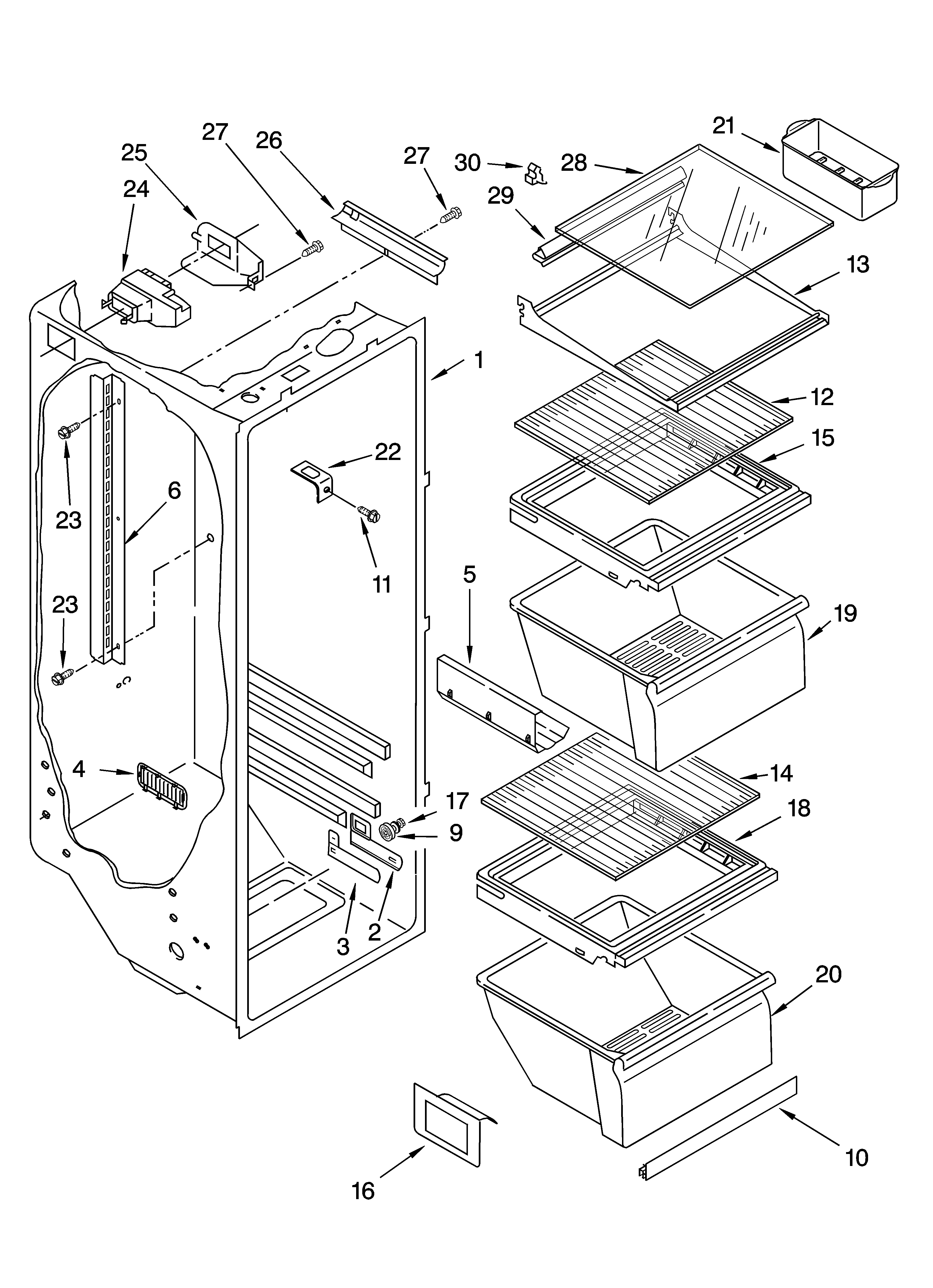 Refrigerator liner parts