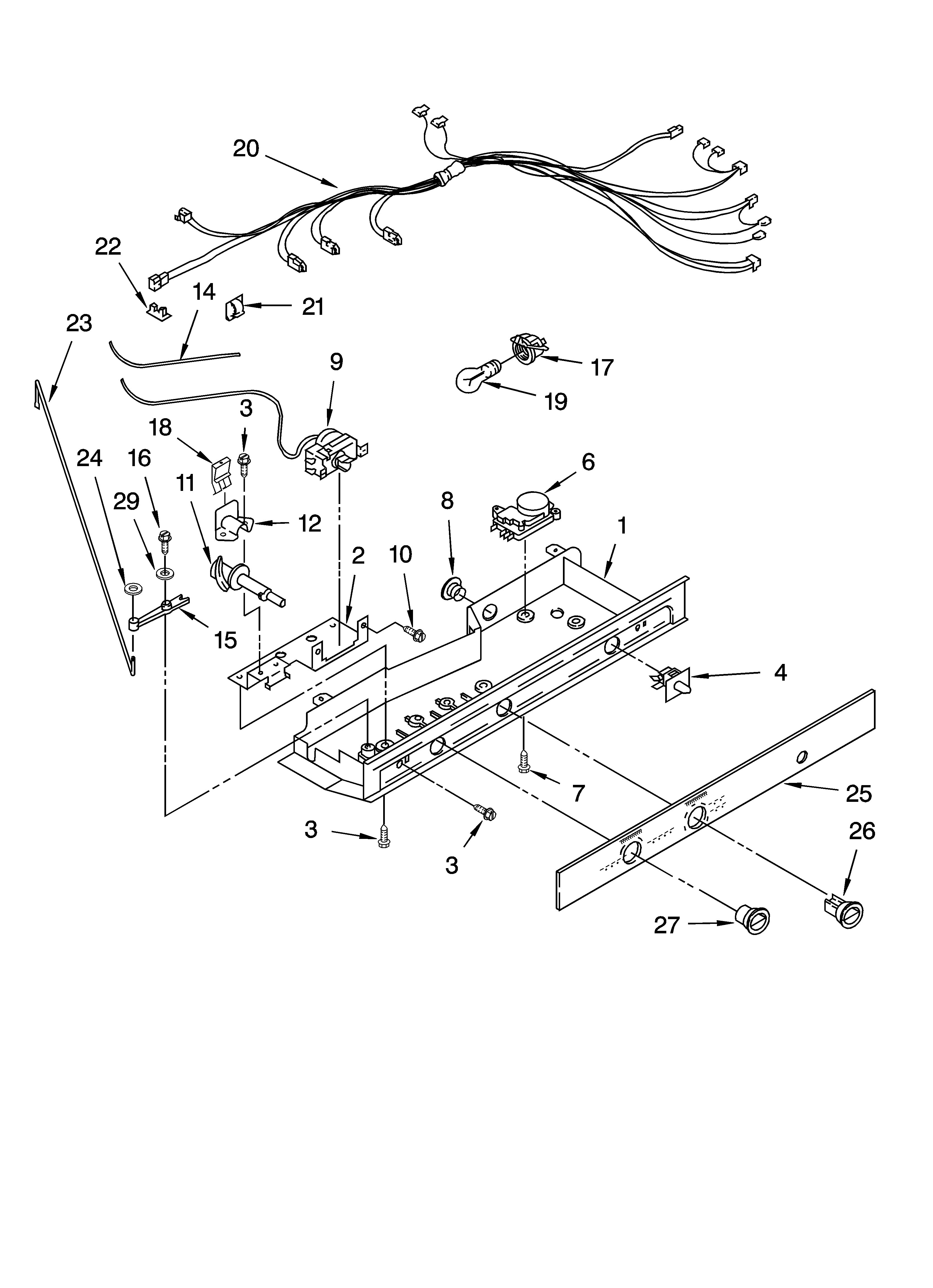 Control parts, parts not illustrated