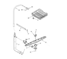Whirlpool DU915PWPB0 upper dishrack and water feed parts diagram