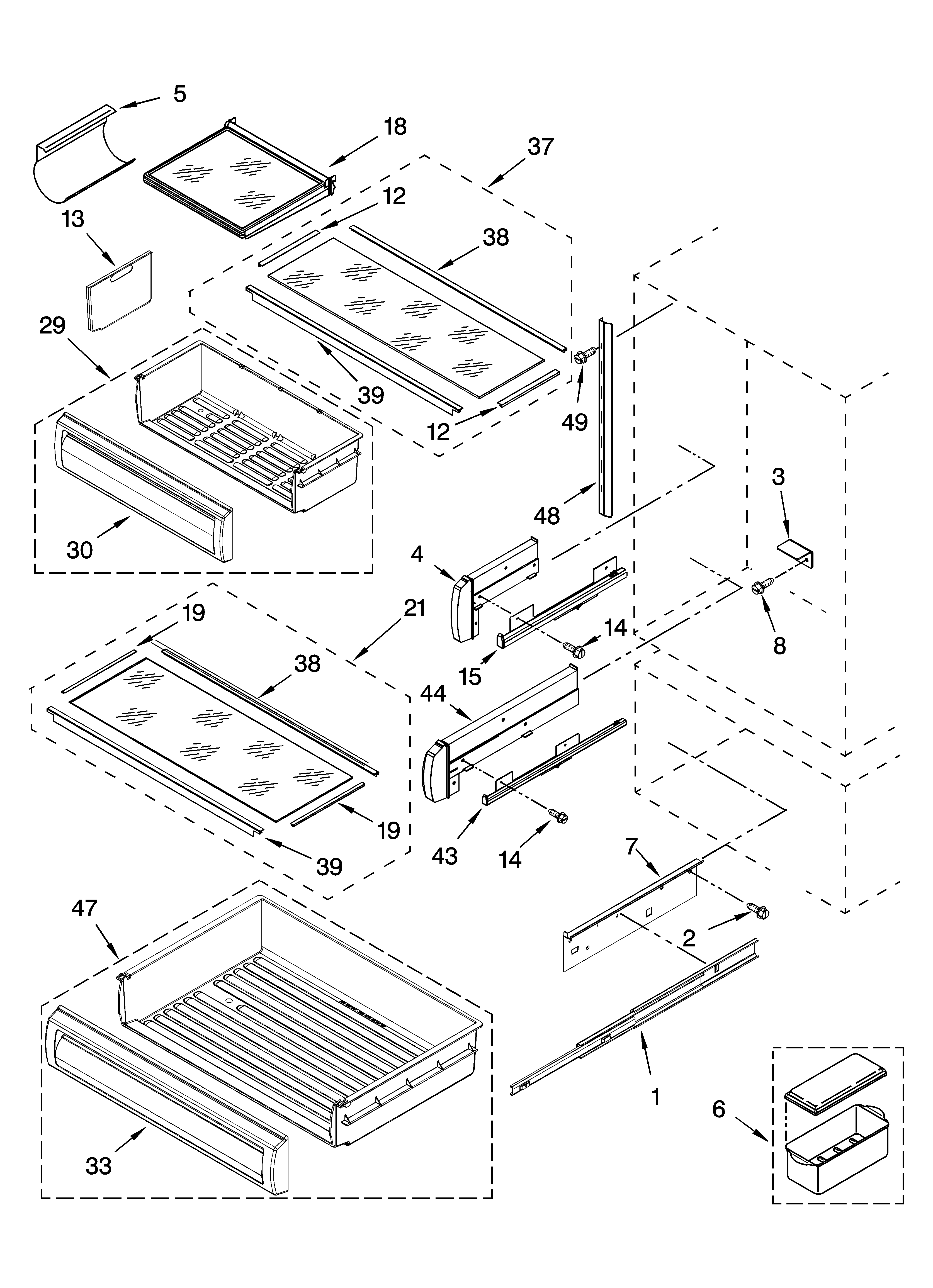 Refrigerator shelf parts