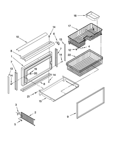 Freezer door and basket parts