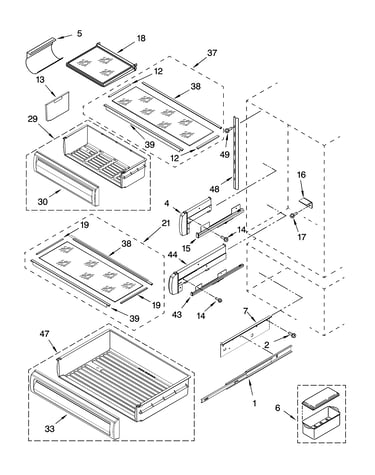 Refrigerator shelf parts