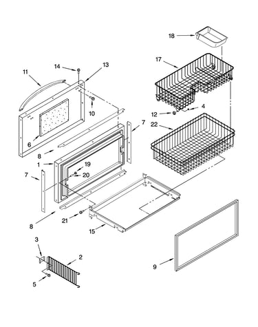 Freezer door and basket parts