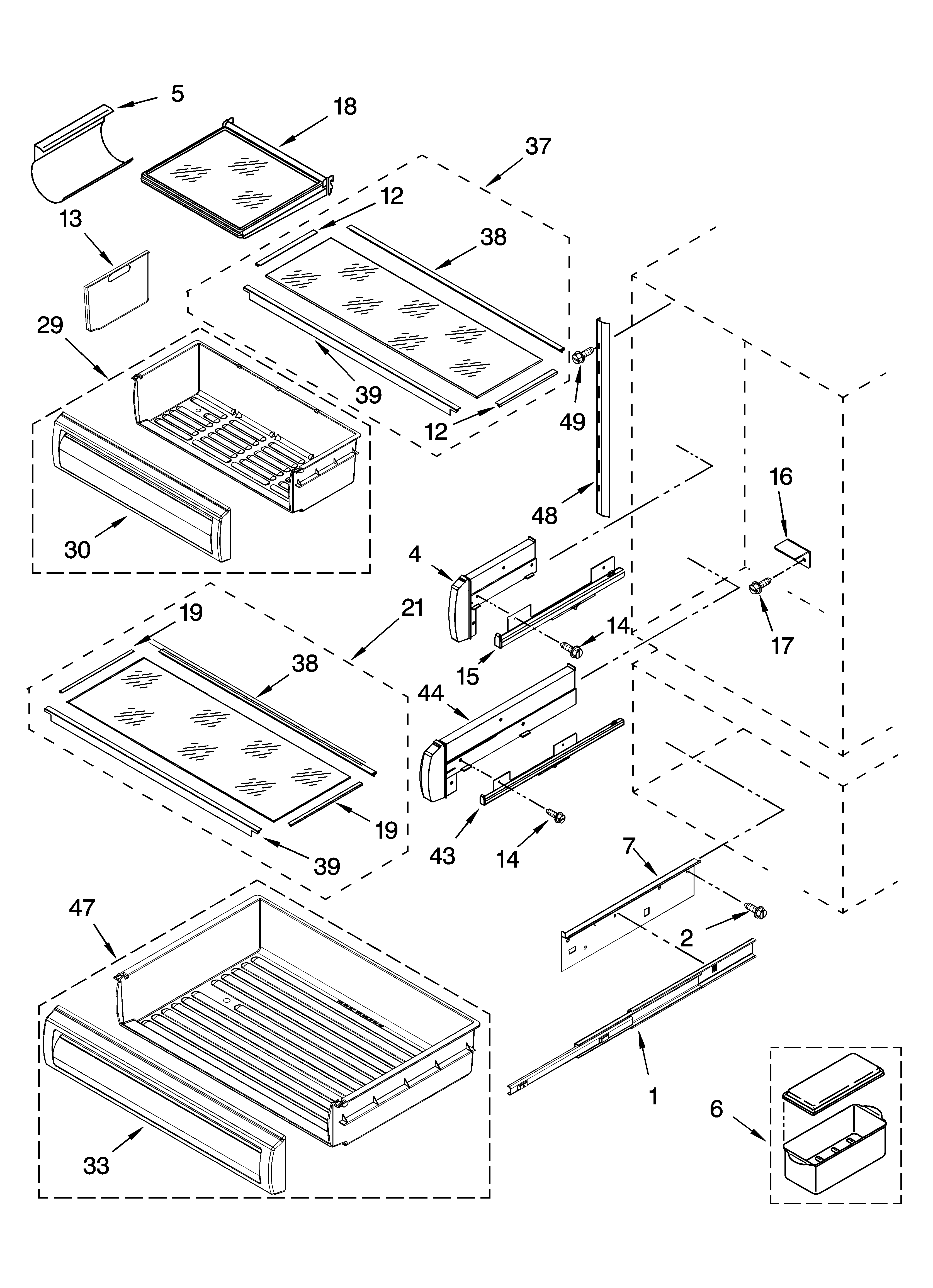 Refrigerator shelf parts