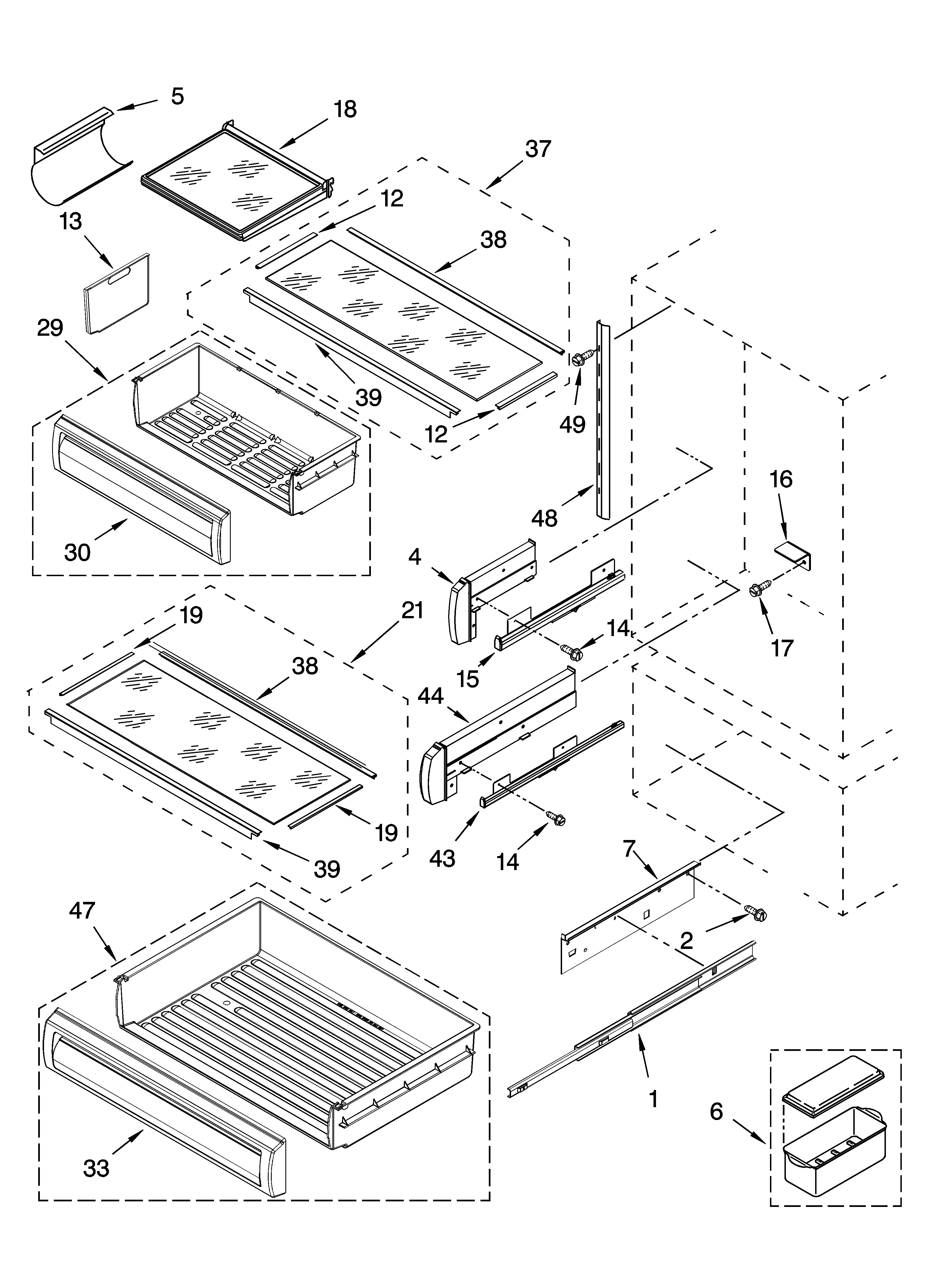 Refrigerator shelf parts